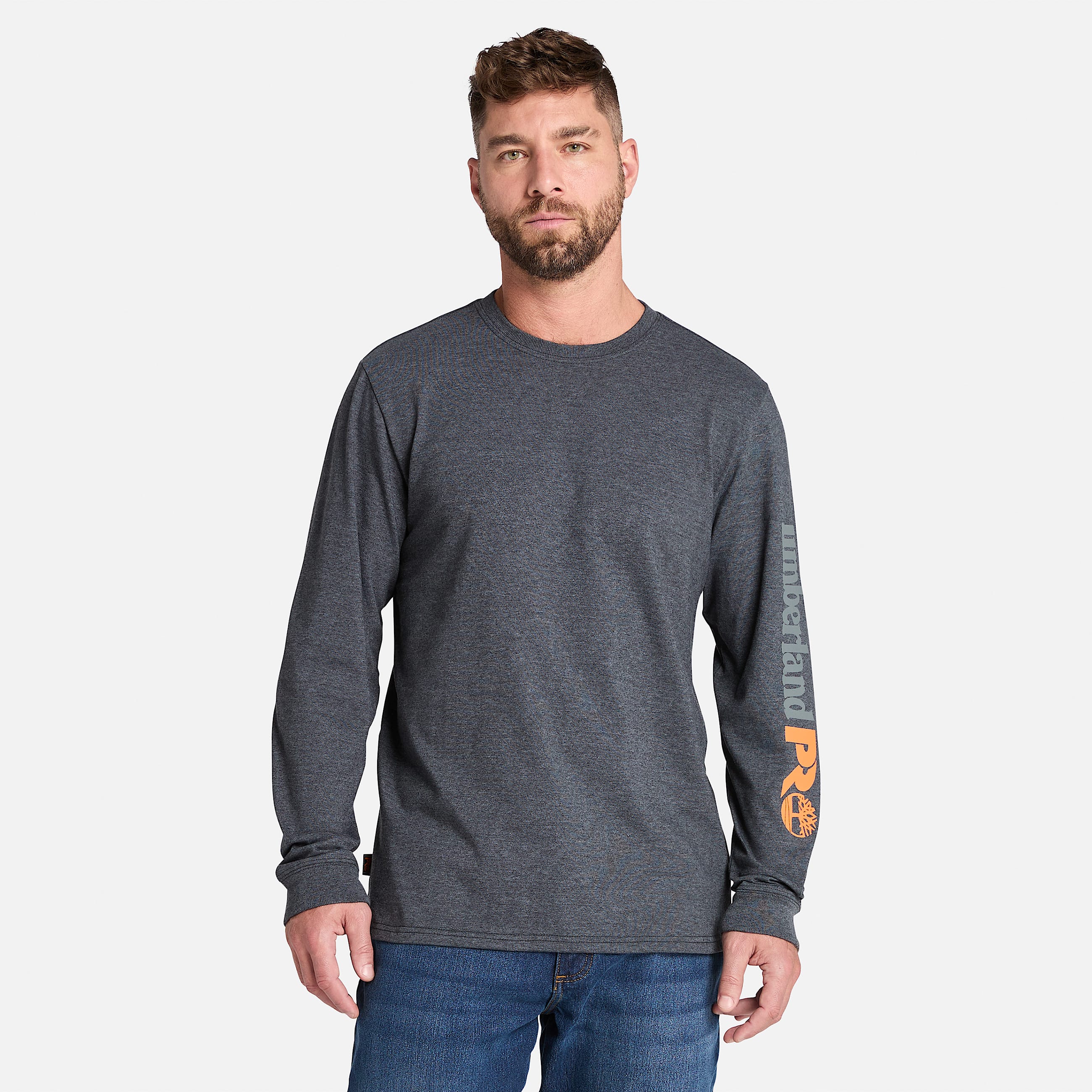Mens Timberland PRO Core Logo LongSleeve TShirt TBL Deepest Grey Heather HERO
