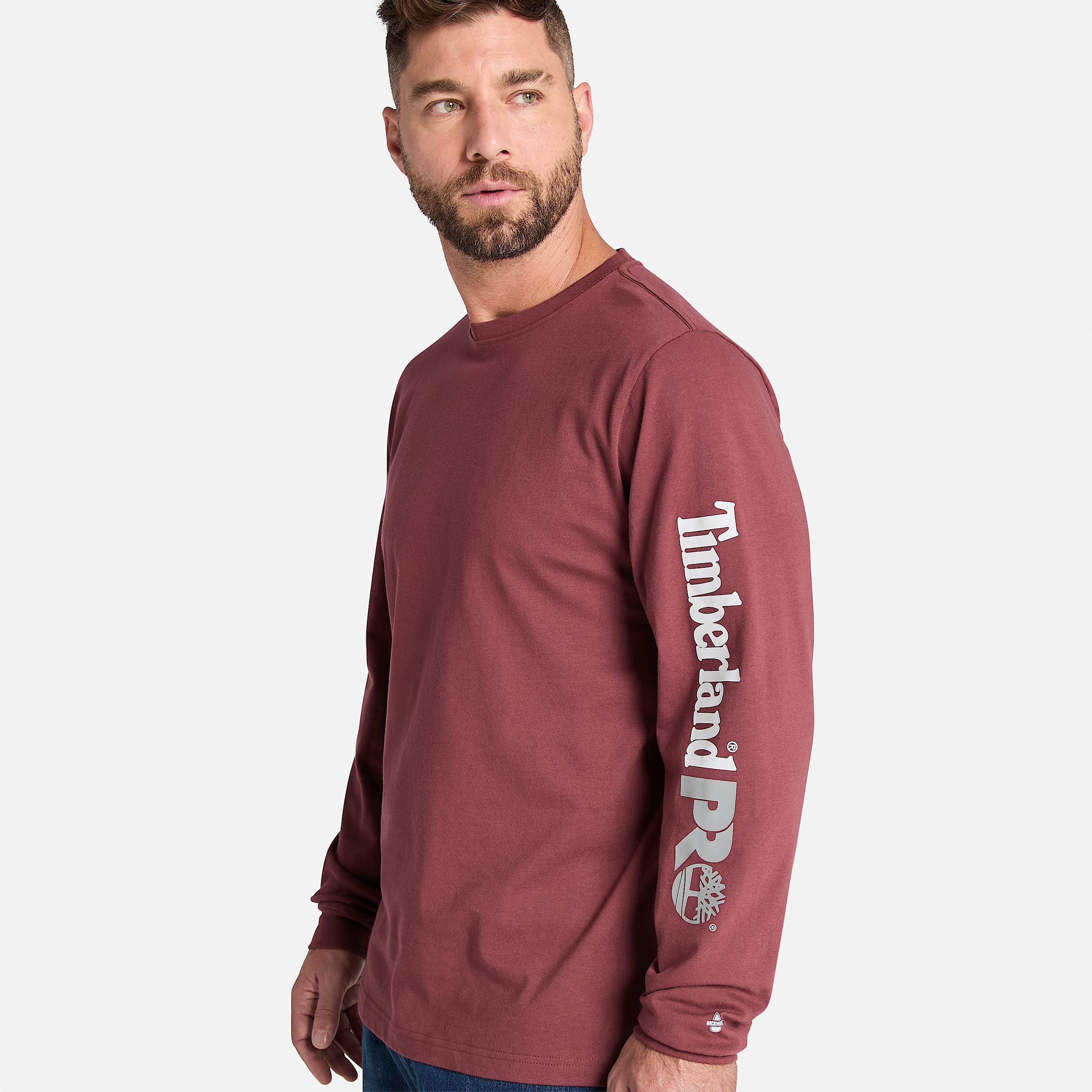 Mens Timberland PRO Core Logo LongSleeve TShirt TBL Maroon ALT2