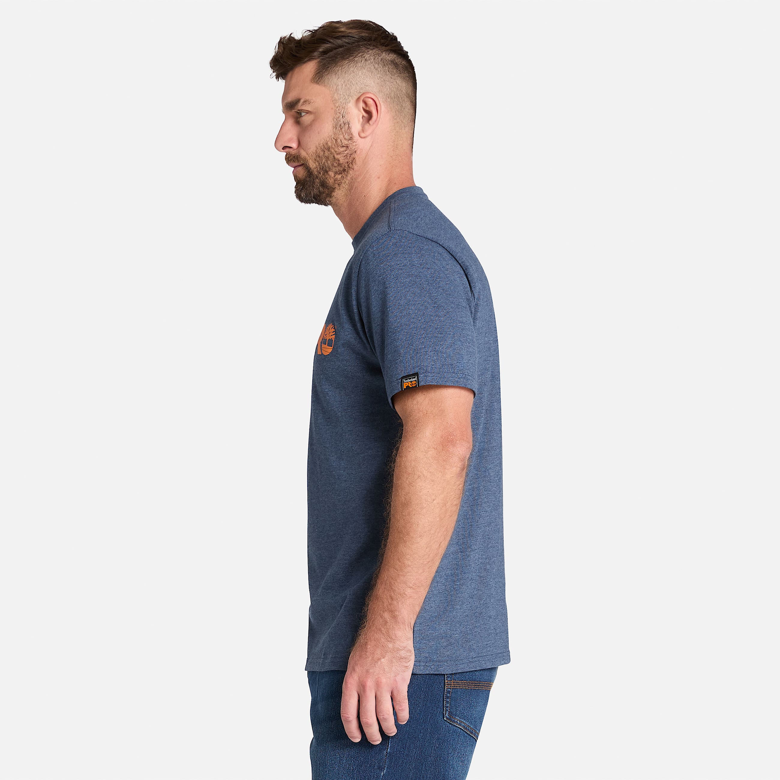 Mens Timberland PRO Core Linear Logo TShirt TBL Black Iris Heather ALT8