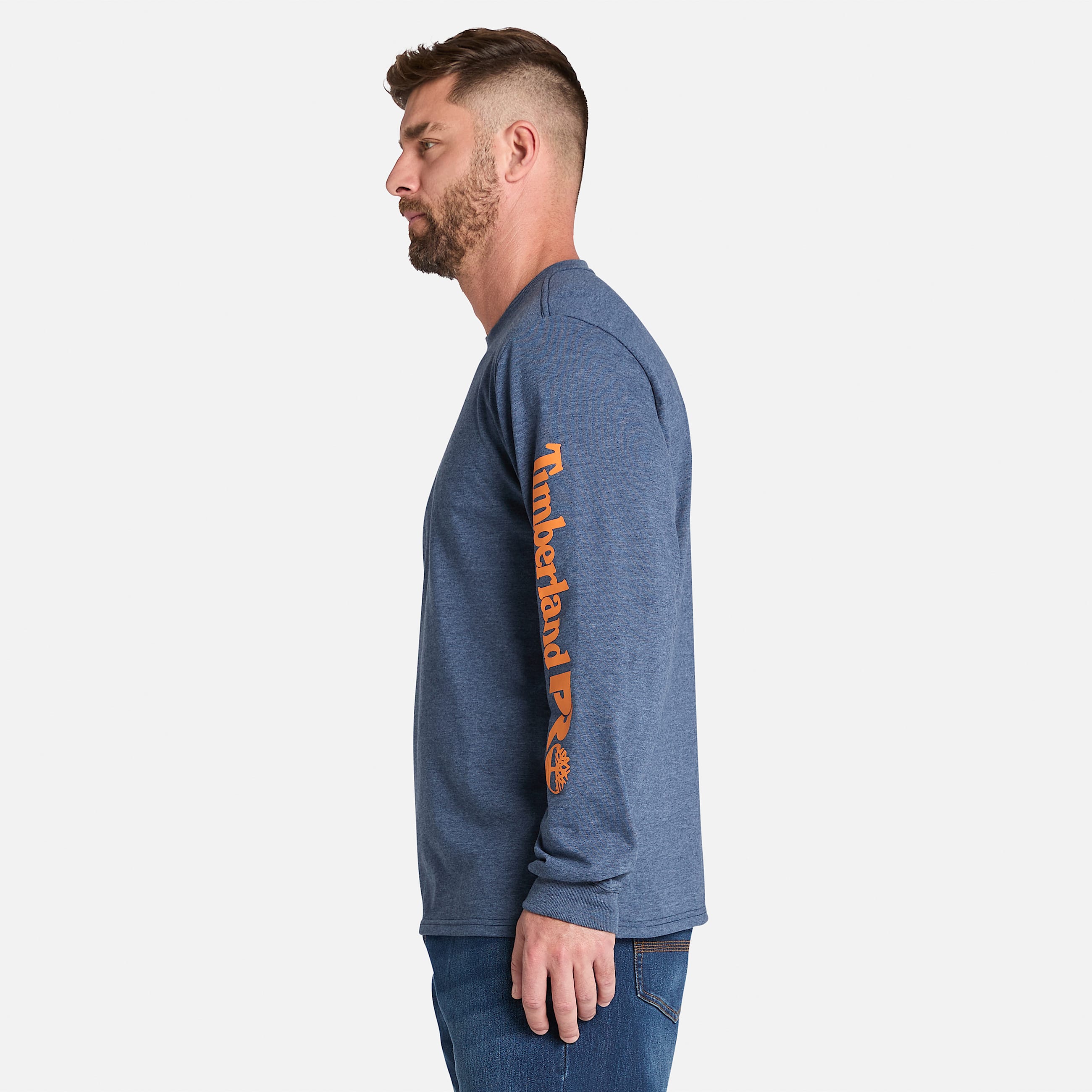 Mens Timberland PRO Core Logo LongSleeve TShirt TBL Black Iris Heather ALT8