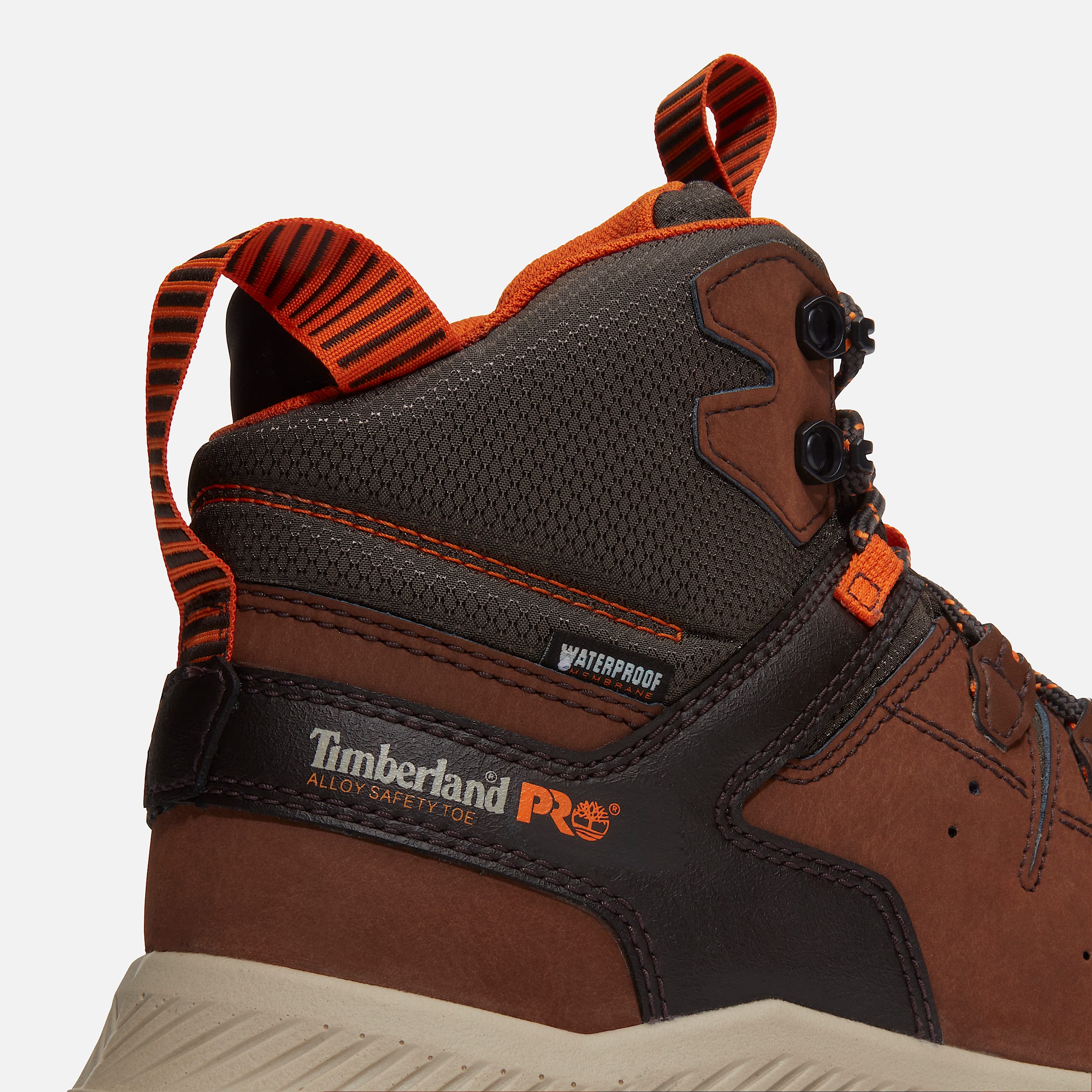 Mens Tempe 6 Soft Toe Waterproof Work Boot TBL Medium Brown Leather ALT7