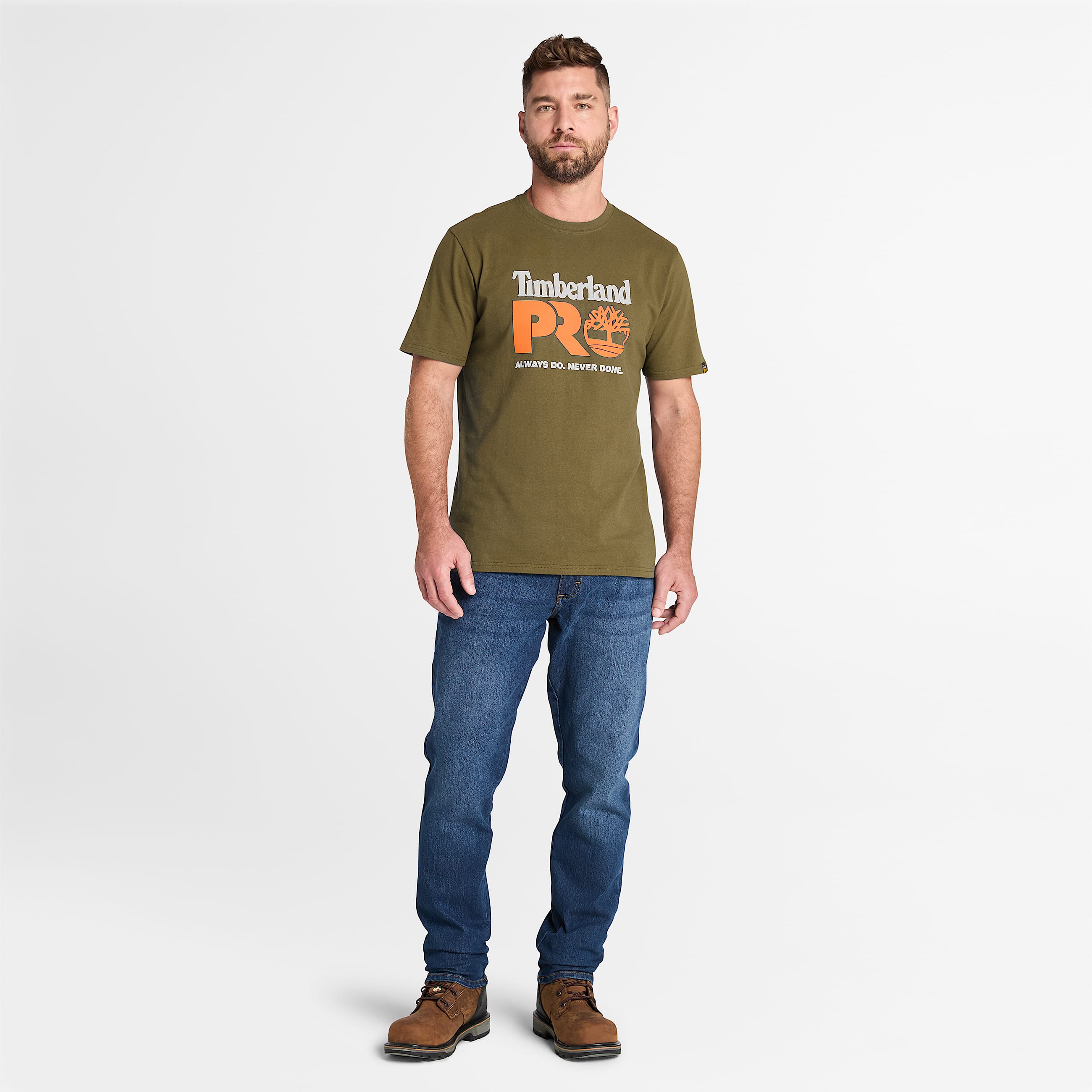 Mens Timberland PRO Core Logo TShirt TBL Burnt Olive ALT1