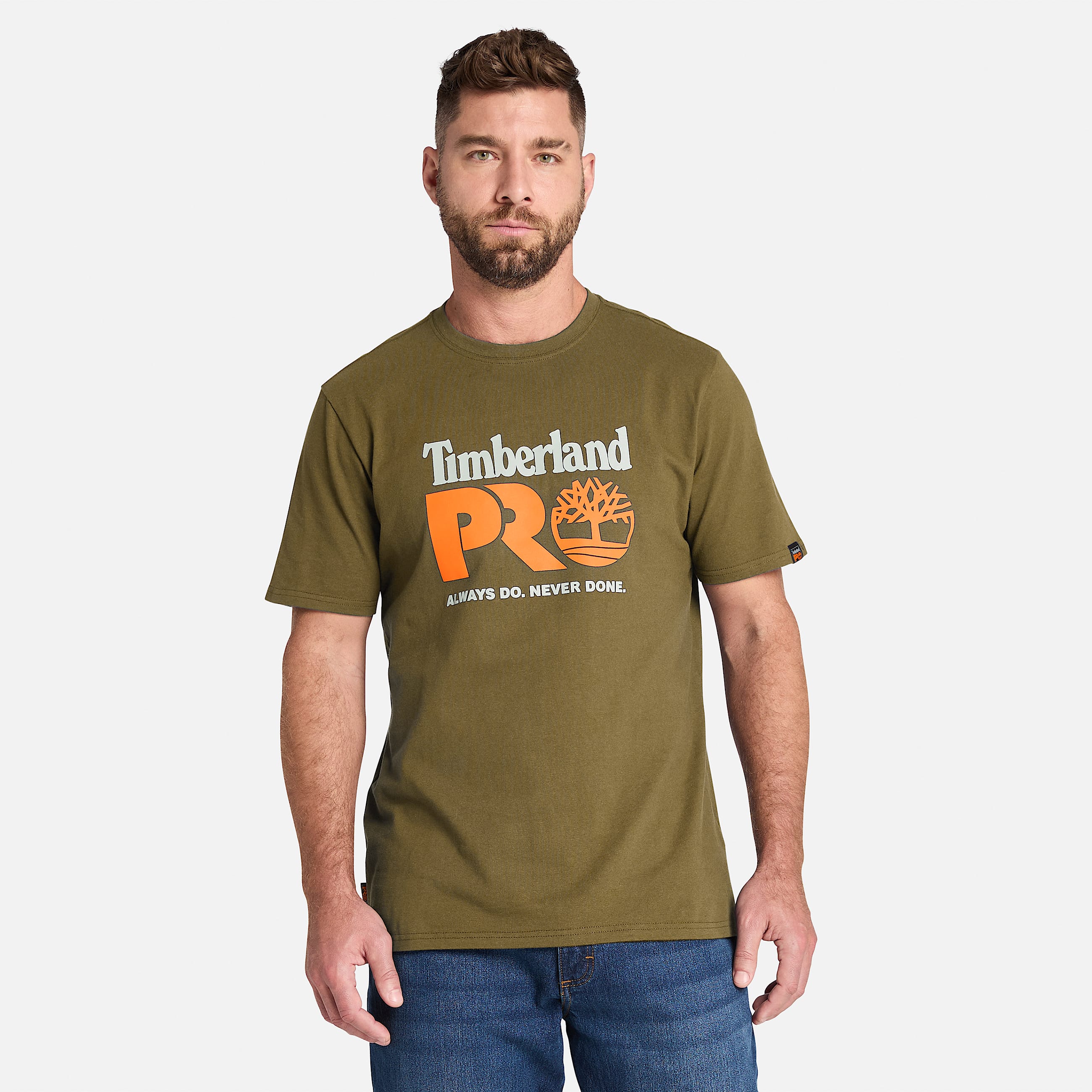 Mens Timberland PRO Core Logo TShirt TBL Burnt Olive HERO