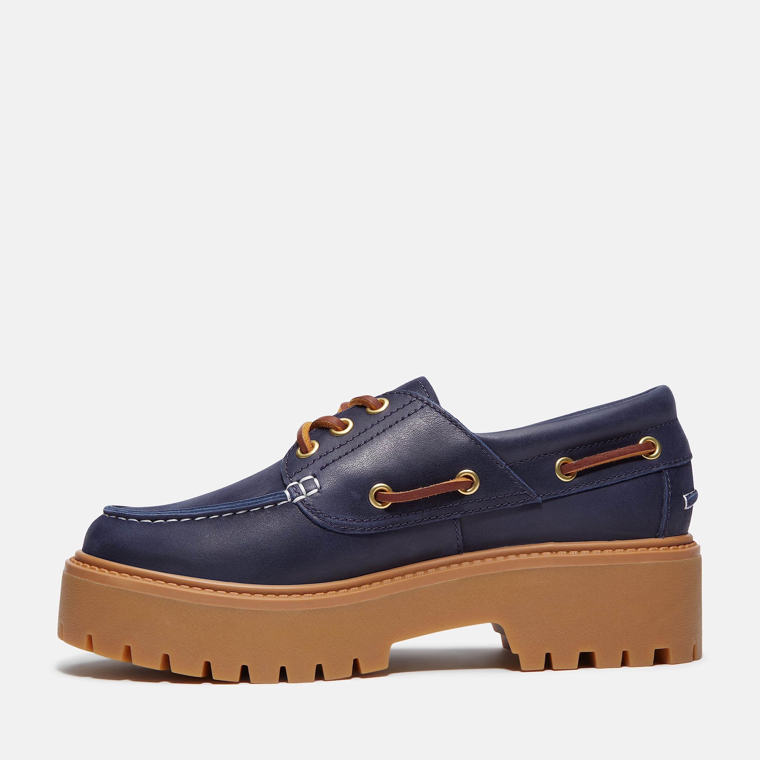 Womens Stone Street Platform Boat Shoe TBL Dark Blue FullGrain ALT6