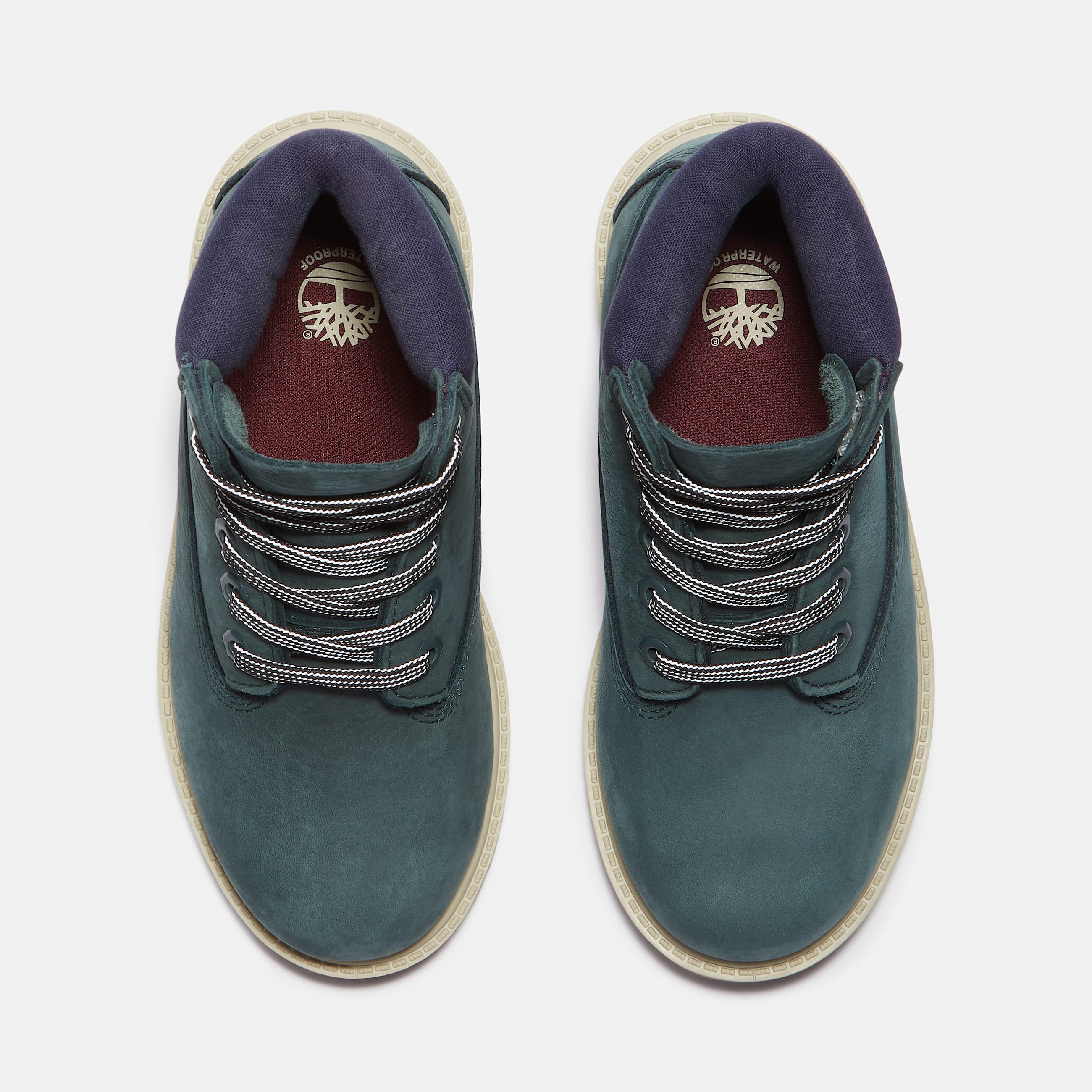 Youth Timberland Premium 6Inch Waterproof Boot TBL Dark Green Nubuck ALT2