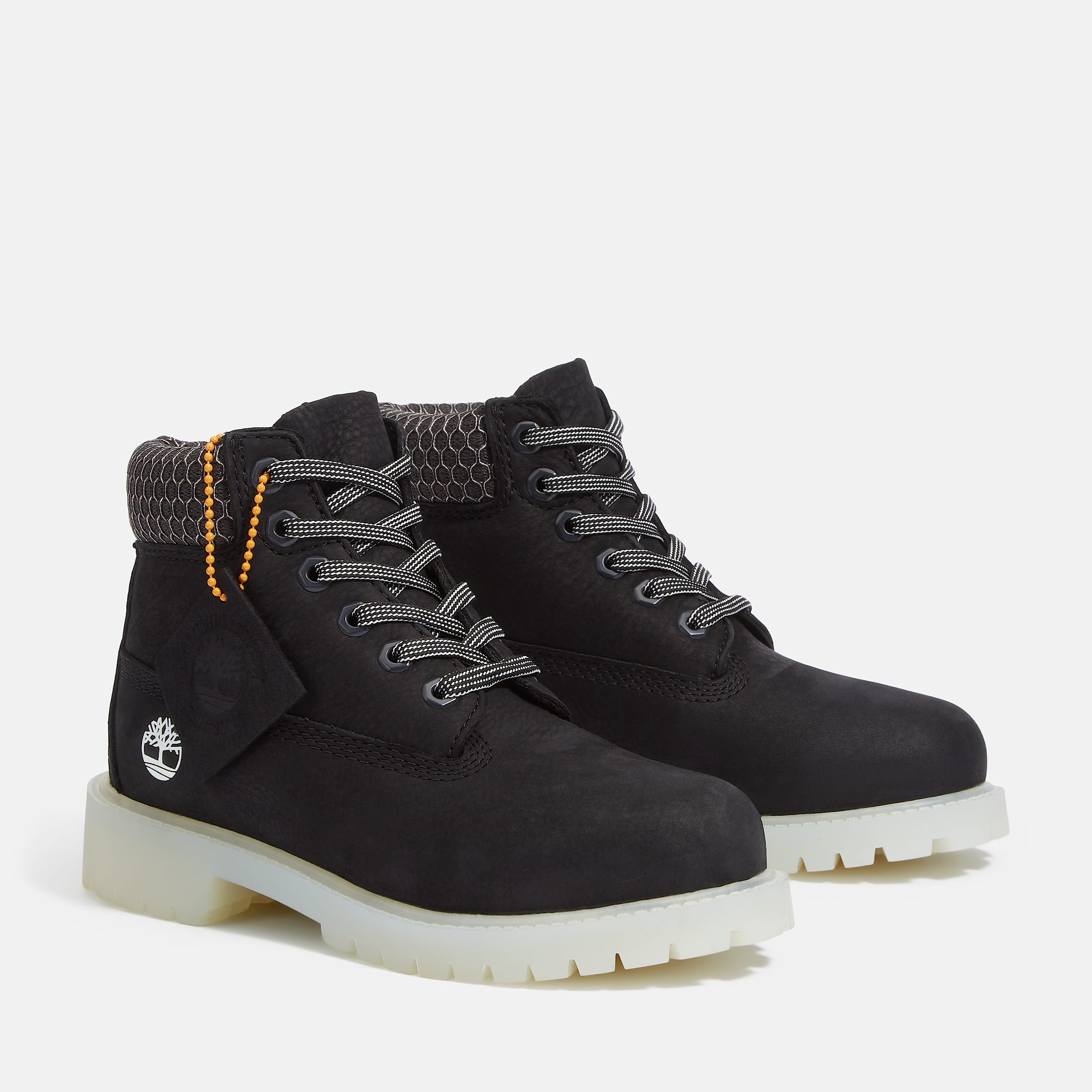 Youth Timberland Premium 6Inch Waterproof Boot TBL Black Nubuck ALT4