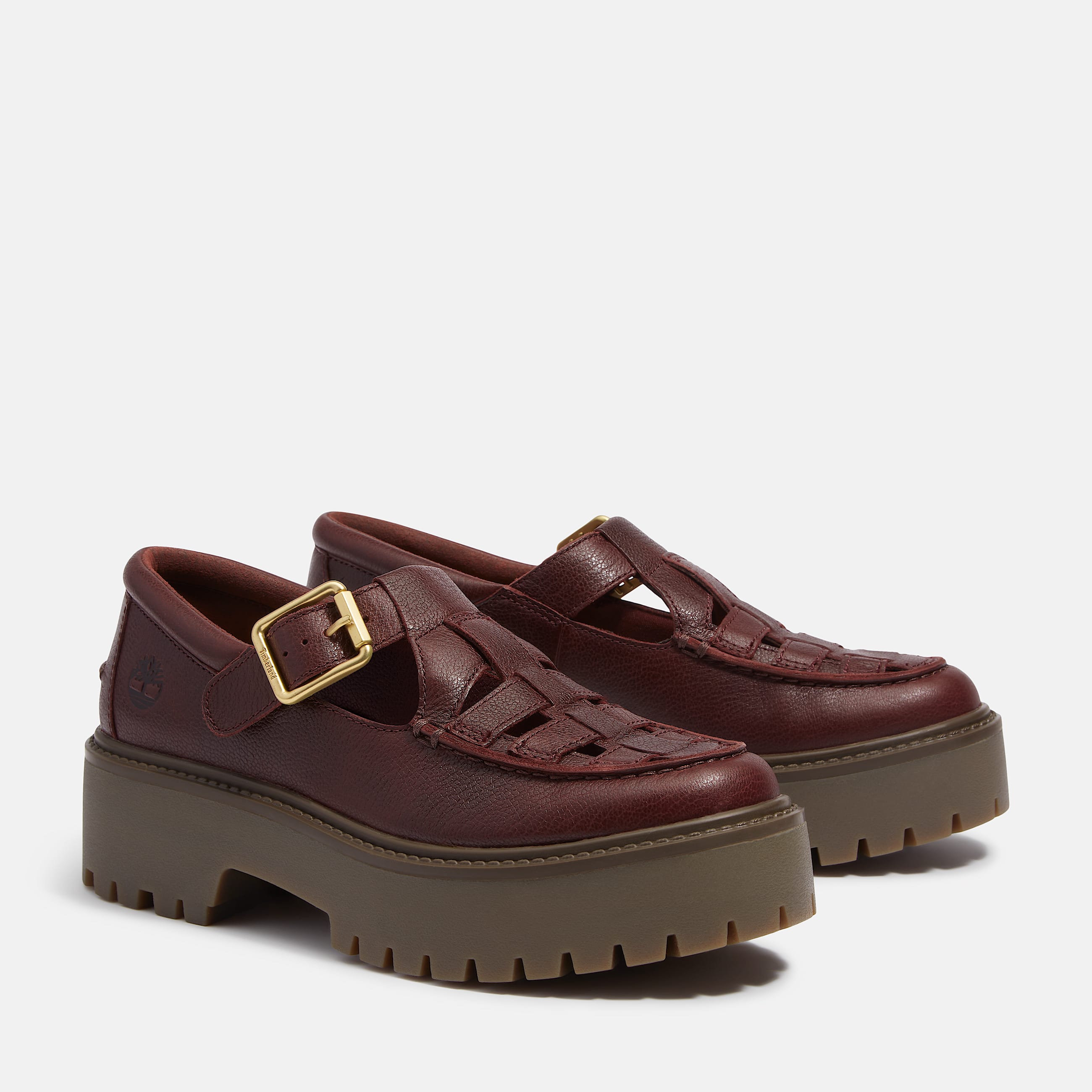 Womens Stone Street Platform Buckle Shoe TBL Burgundy FullGrain ALT4