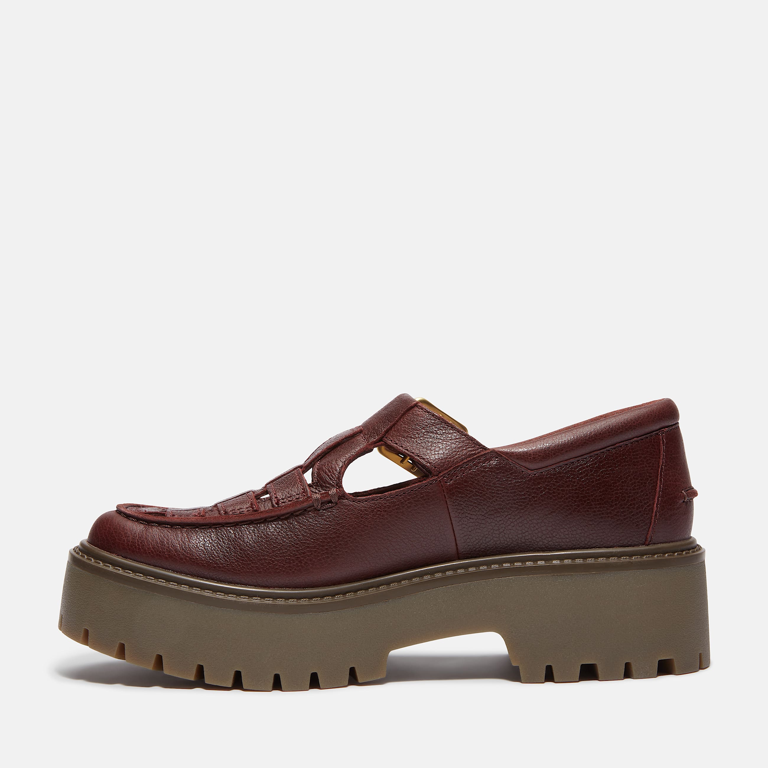 Womens Stone Street Platform Buckle Shoe TBL Burgundy FullGrain ALT6