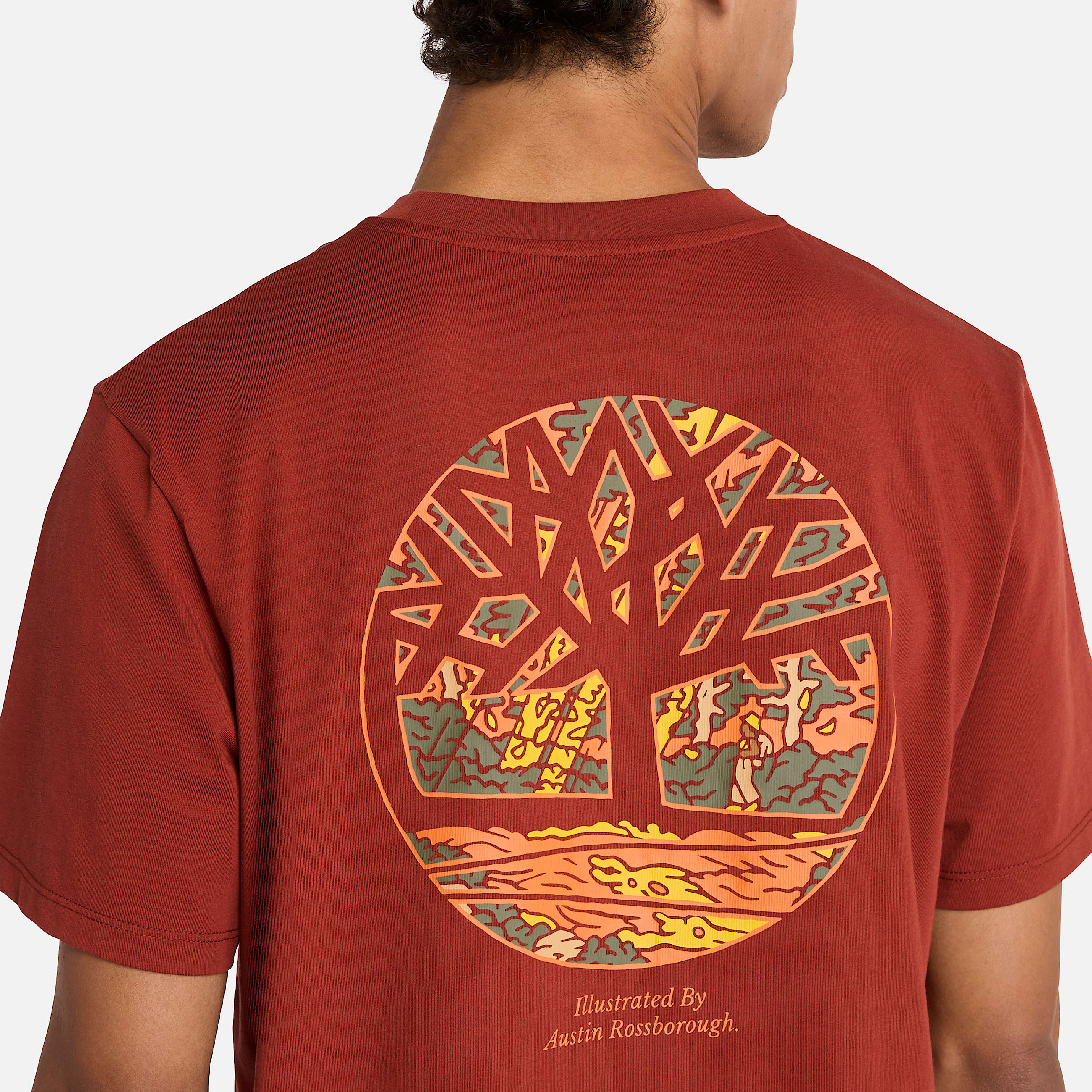 Illustrated Tree Logo Back Graphic TShirt TBL Burnt Henna ALT3