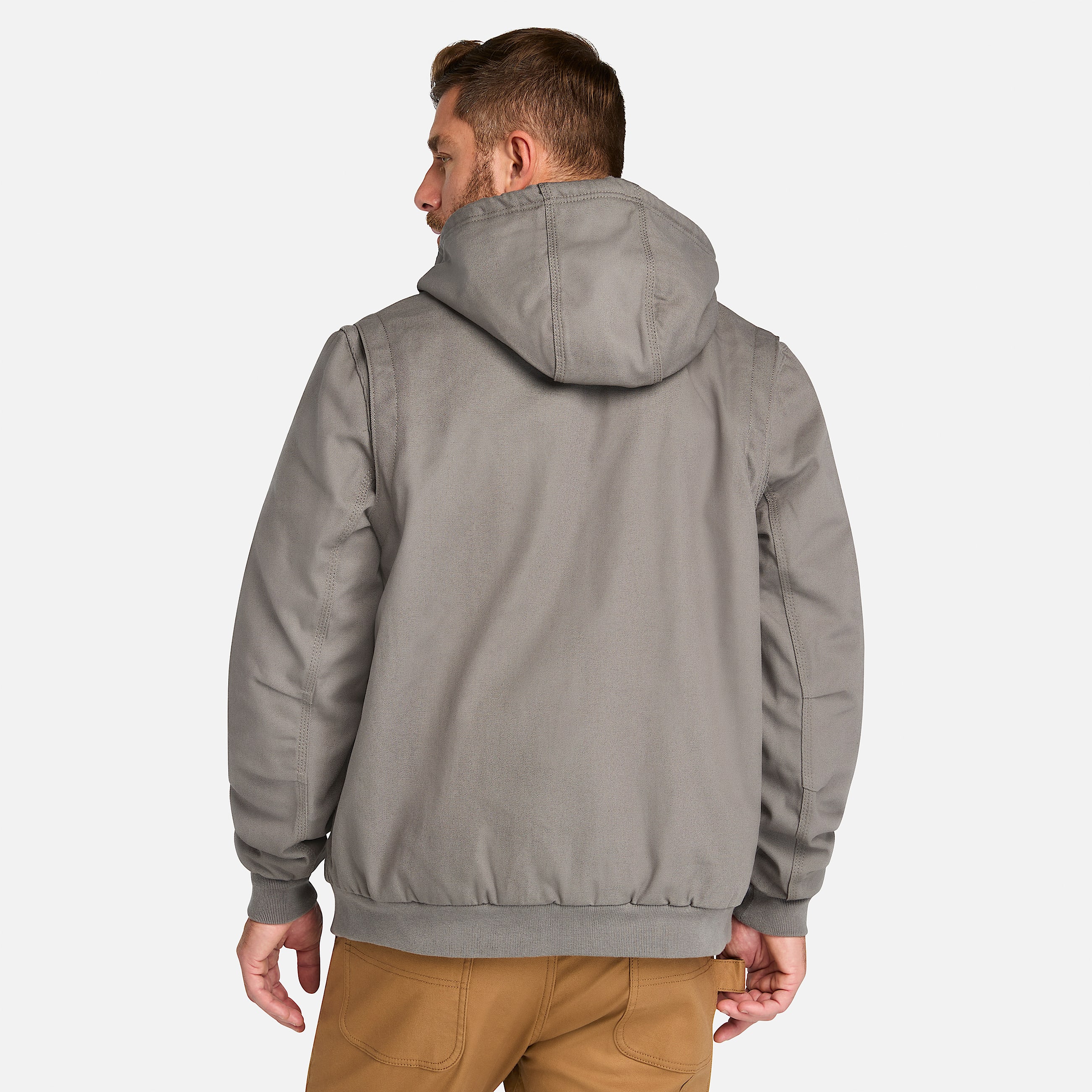 Mens Timberland PRO Gritman FleeceLined Hooded Canvas Jacket TBL Pewter ALT9