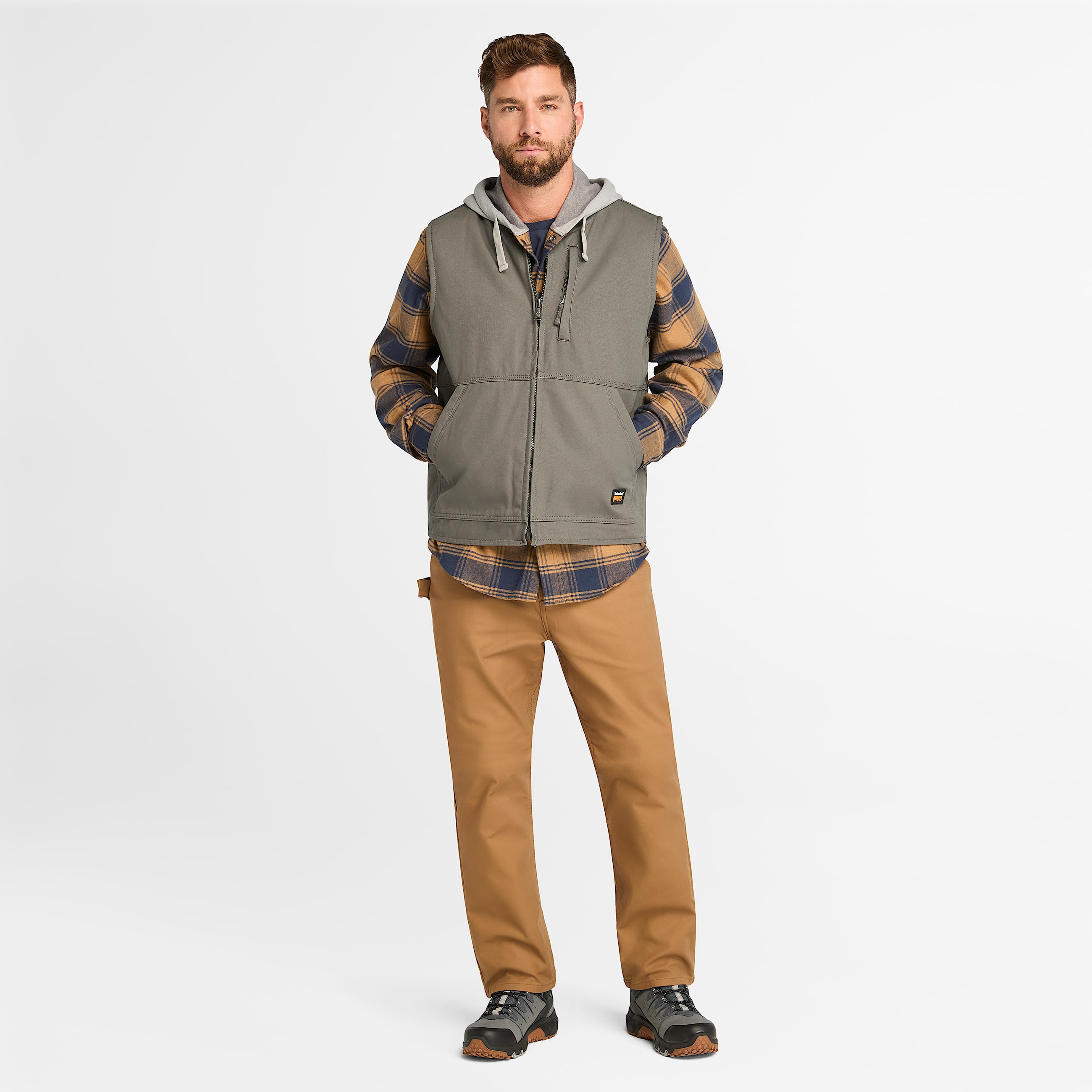 Mens Timberland PRO Gritman FleeceLined Canvas Vest TBL Pewter ALT1