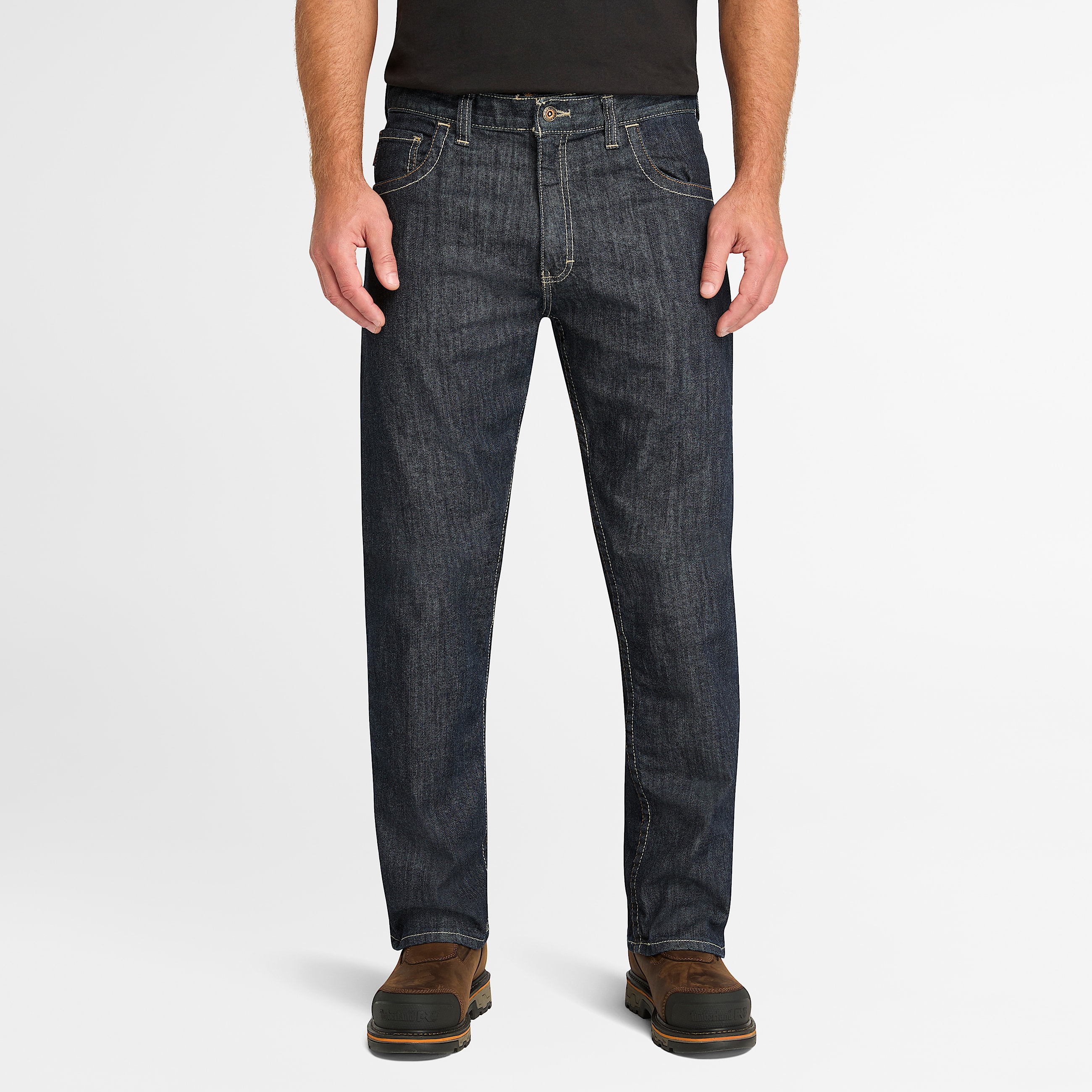 Mens Timberland PRO GritNGrind FlameResistant Flex Denim Work Jeans TBL FlameResistant Dark Wash HERO