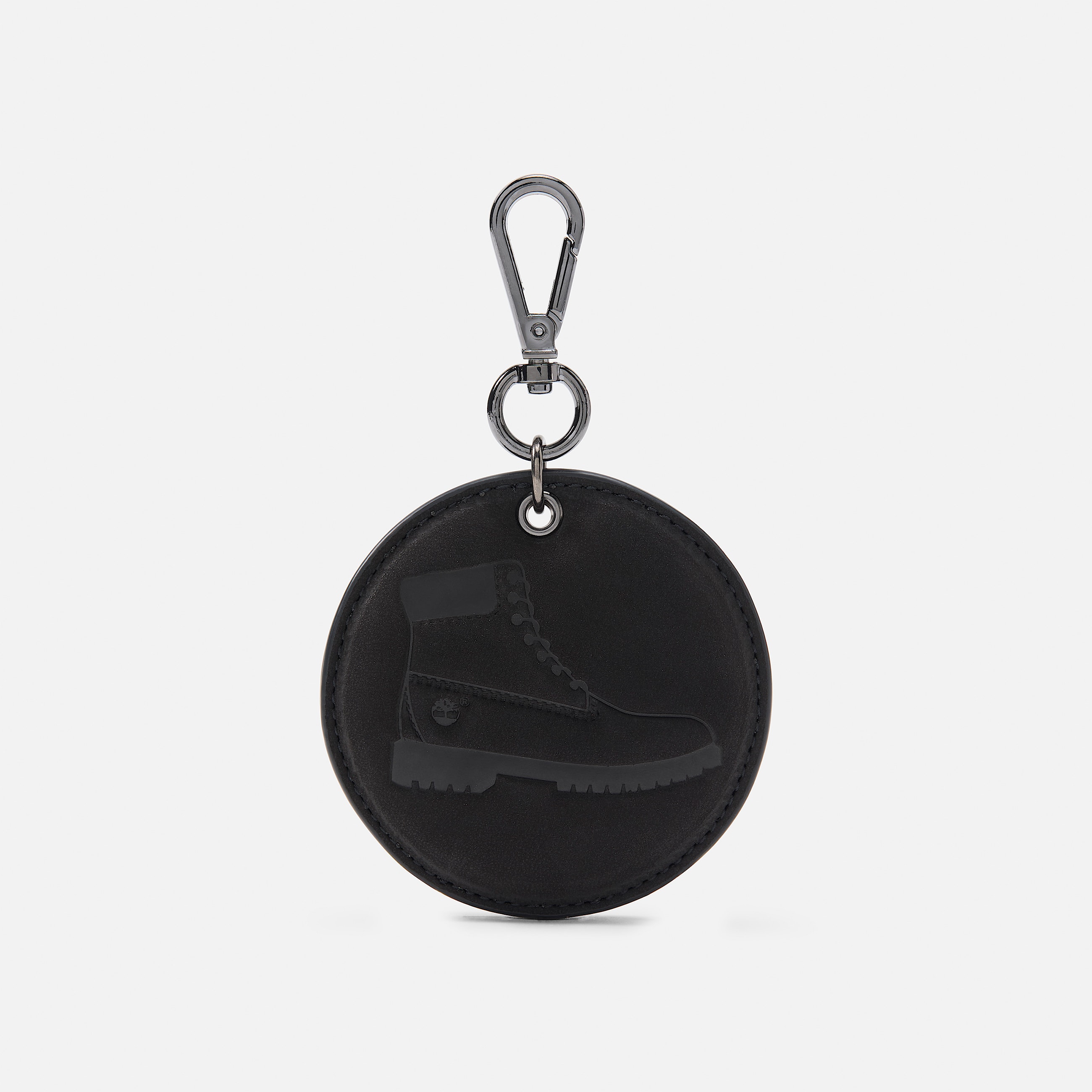Round 2Sided Leather Key Ring TBL Jet Black ALT1