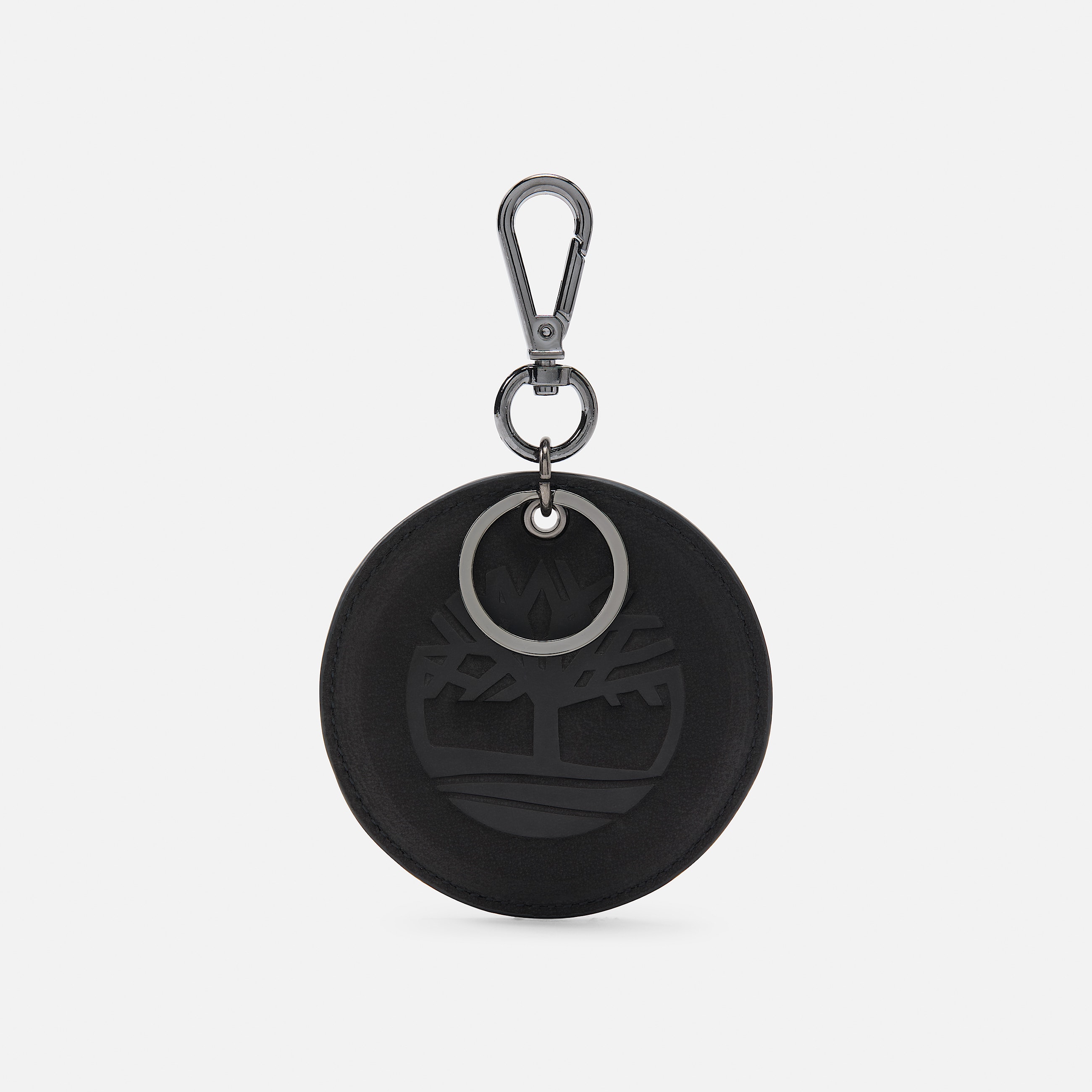 Round 2Sided Leather Key Ring TBL Jet Black HERO