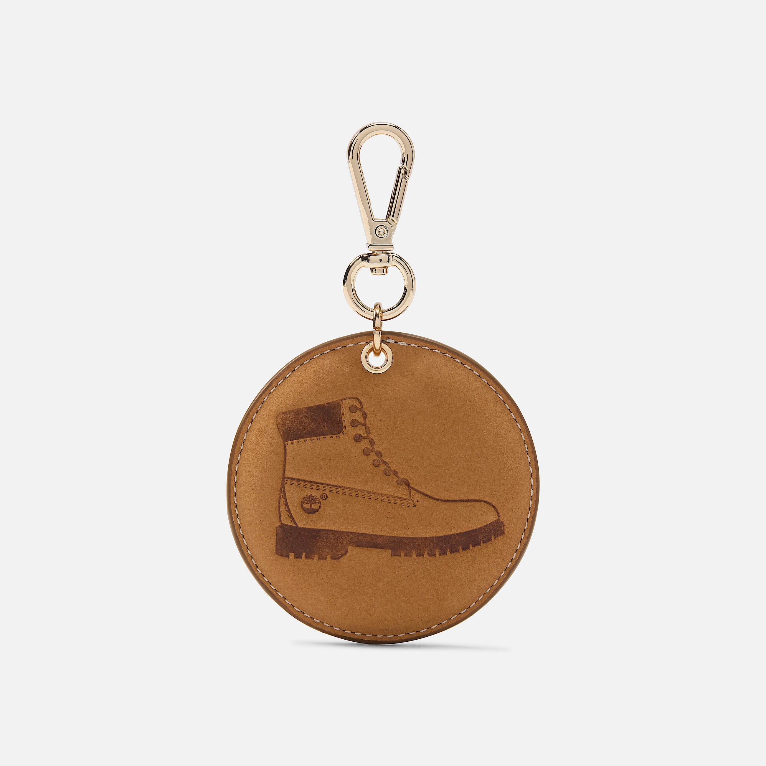 Round 2Sided Leather Key Ring TBL Wheat ALT1