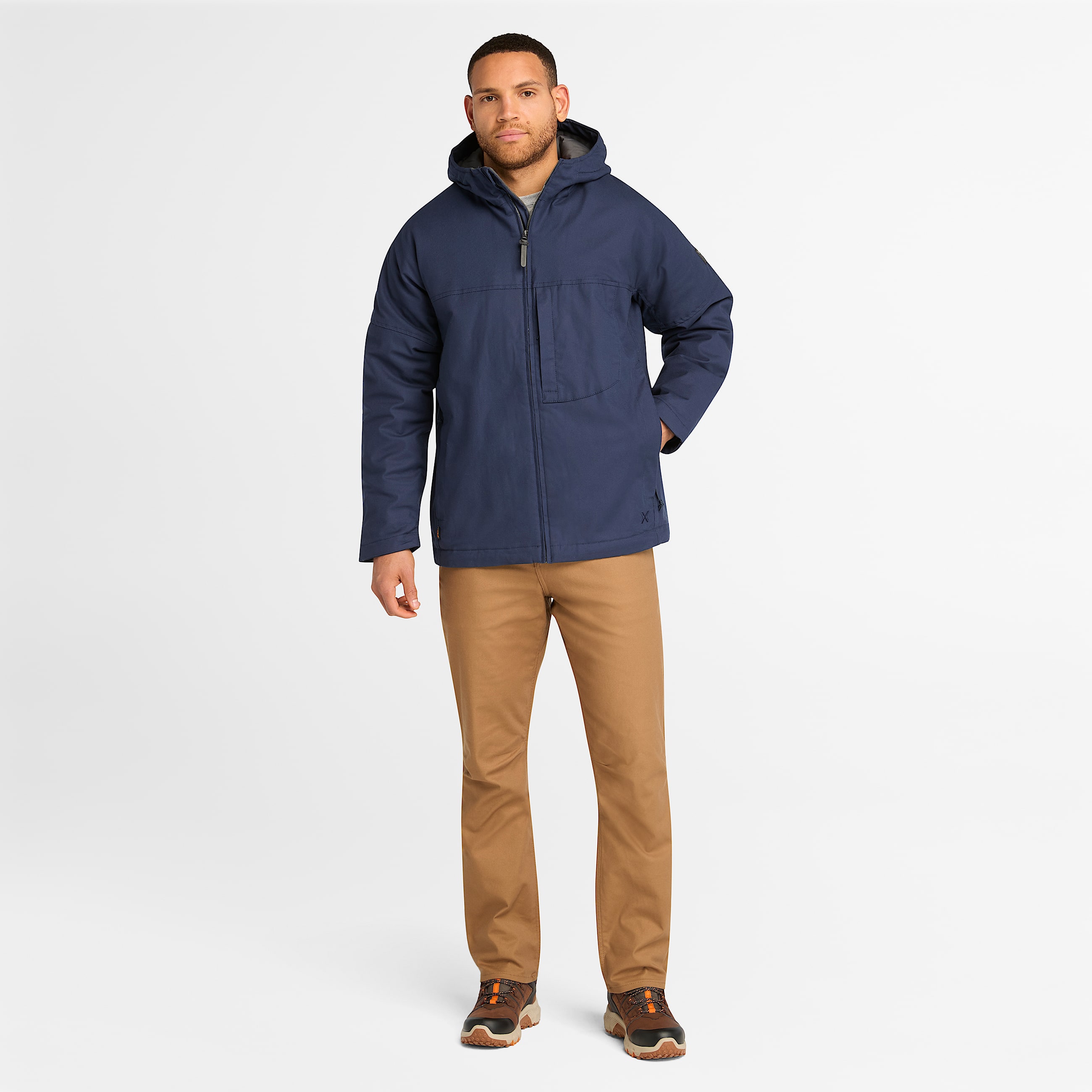 Mens Timberland PRO GritFlex Canvas Hooded Jacket TBL Navy ALT1