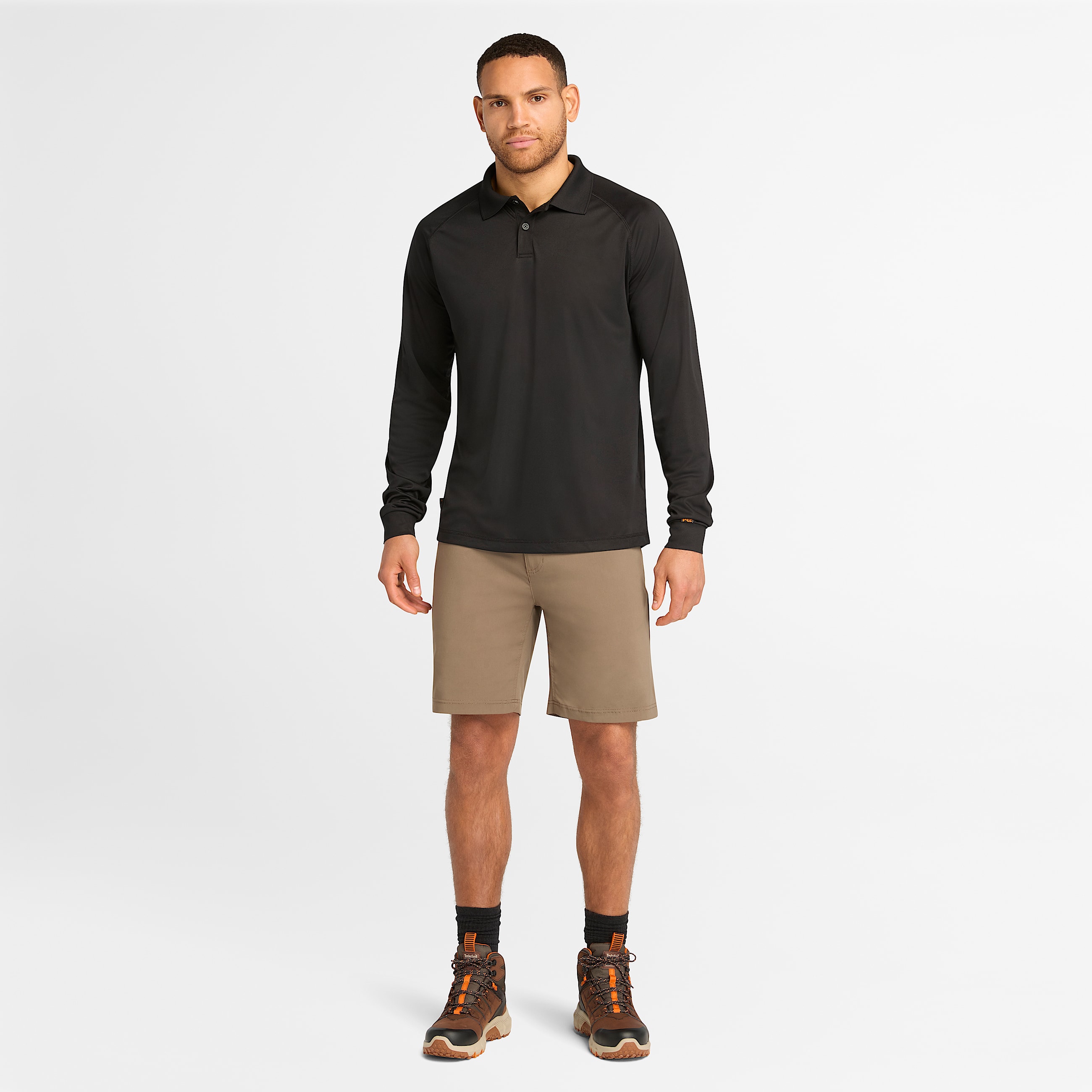 Mens Timberland PRO Wicking Good Long Sleeve Polo TBL Black ALT1