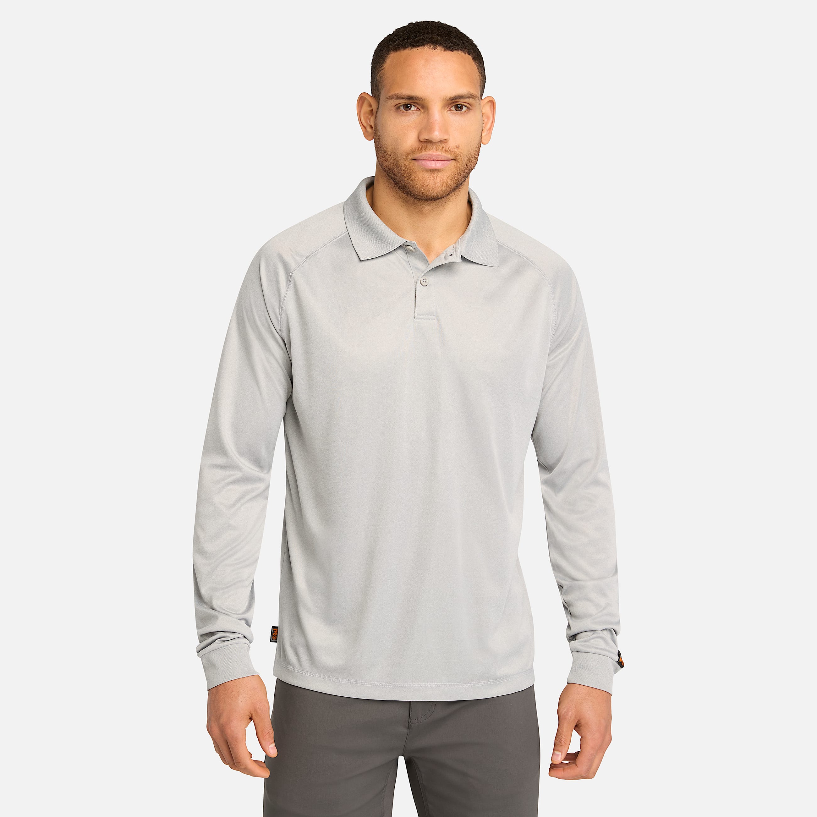 Mens Timberland PRO Wicking Good Long Sleeve Polo TBL Medium Grey Heather HERO