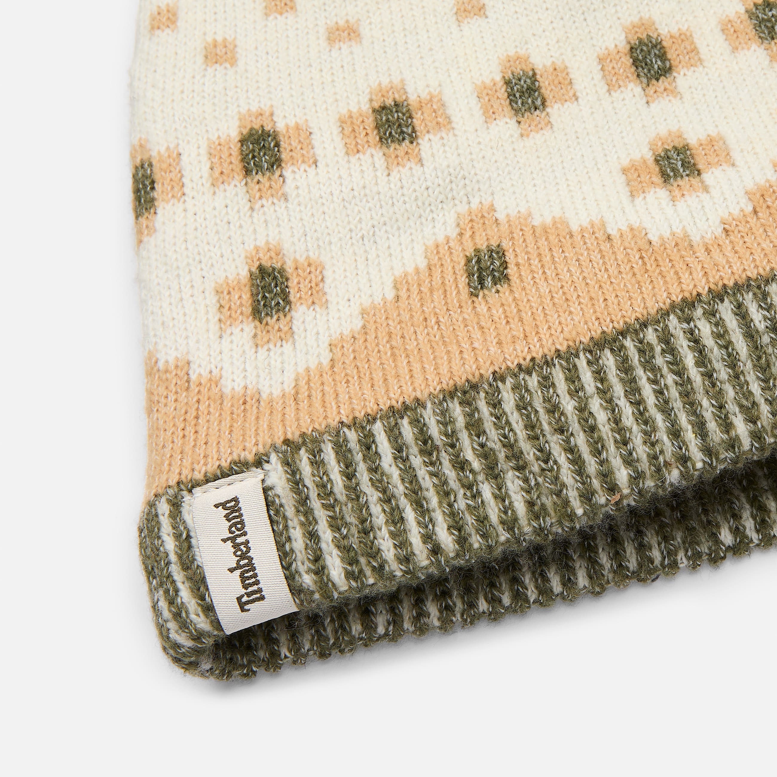 Gorro Fair Isle con pompn para mujer TBL Beige claro ALT1