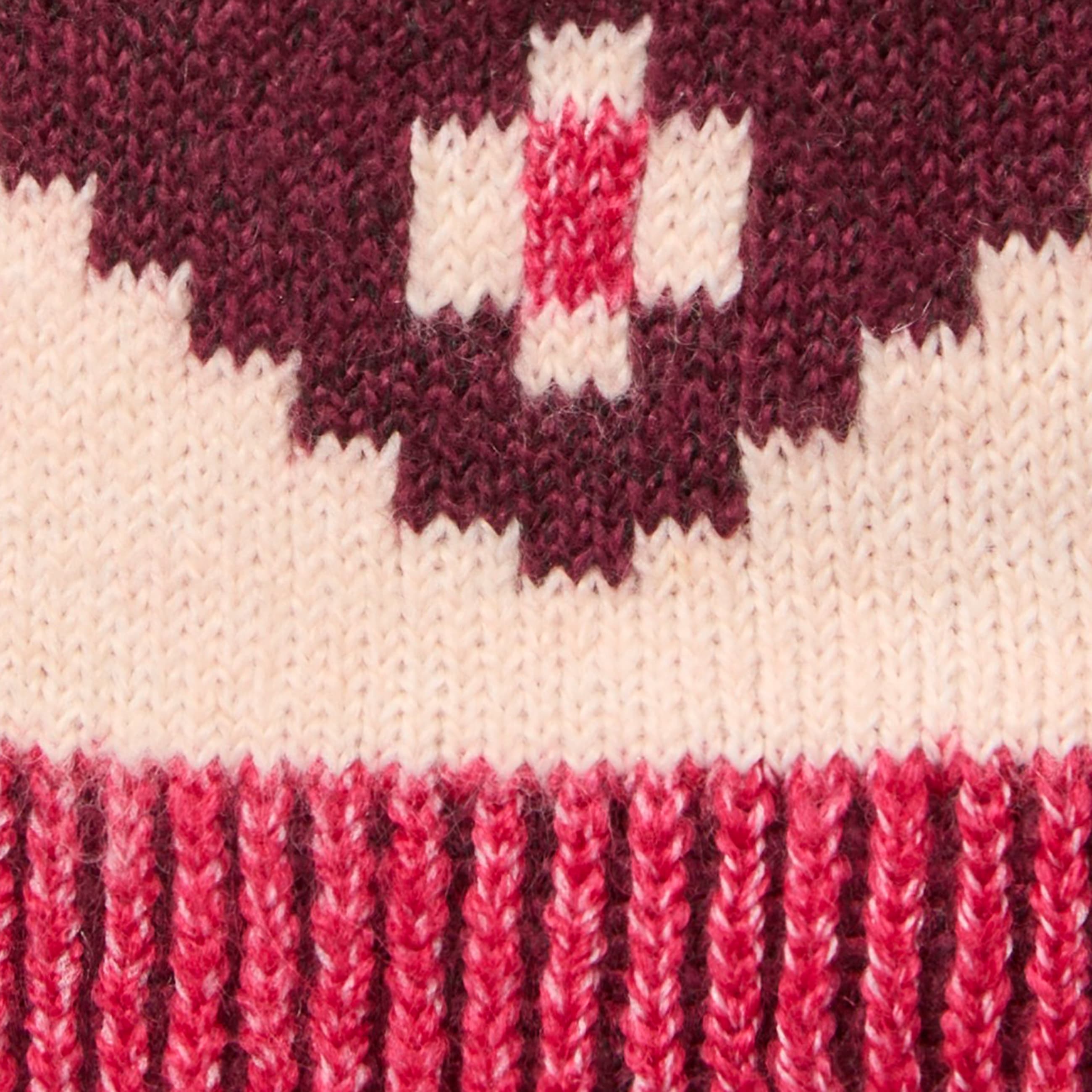 Womens Fair Isle Beanie with Pom TBL Burgundy ALT2