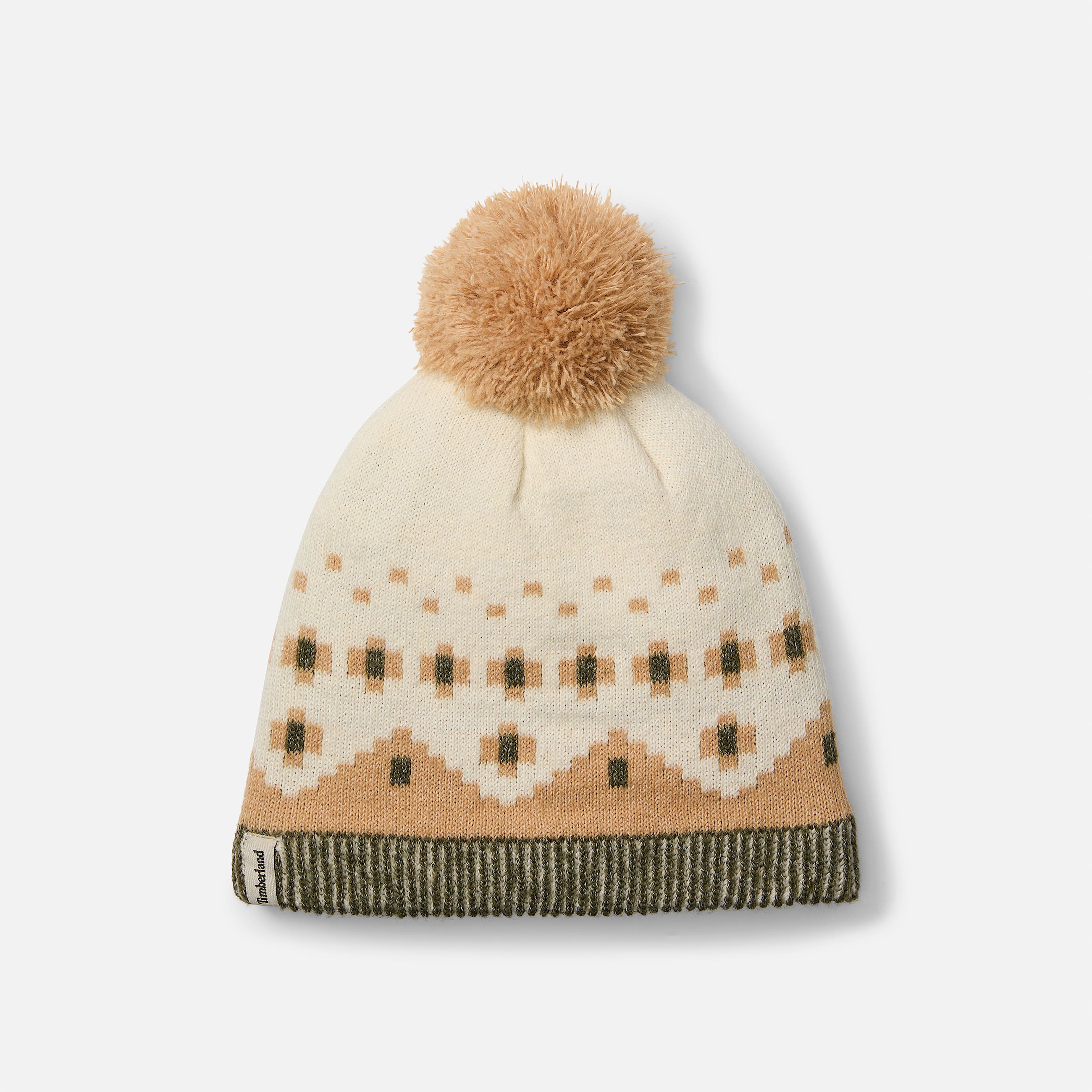 Gorro Fair Isle con pompn para mujer TBL Beige claro HERO