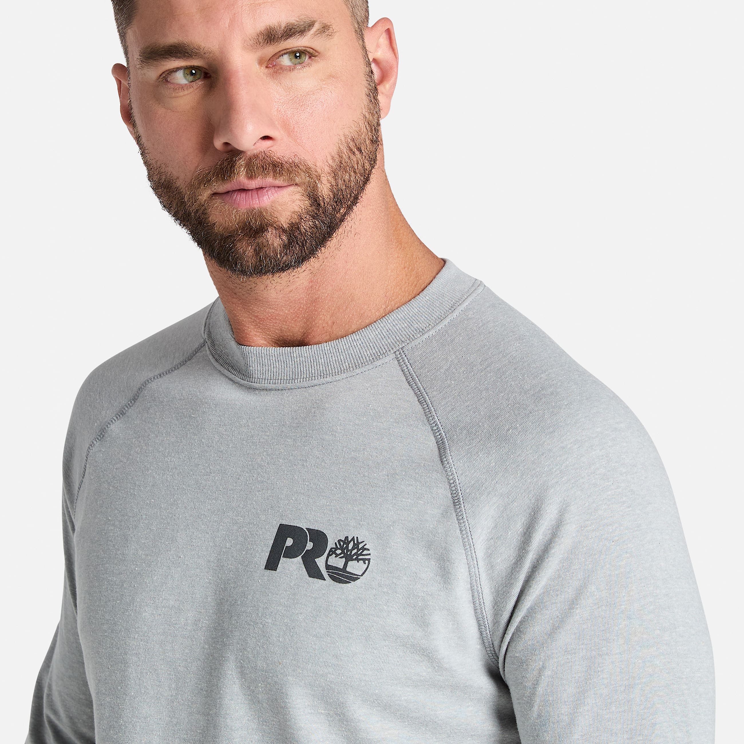 Mens Timberland PRO Core Reflective Logo LongSleeve TShirt TBL Medium Grey Heather ALT2