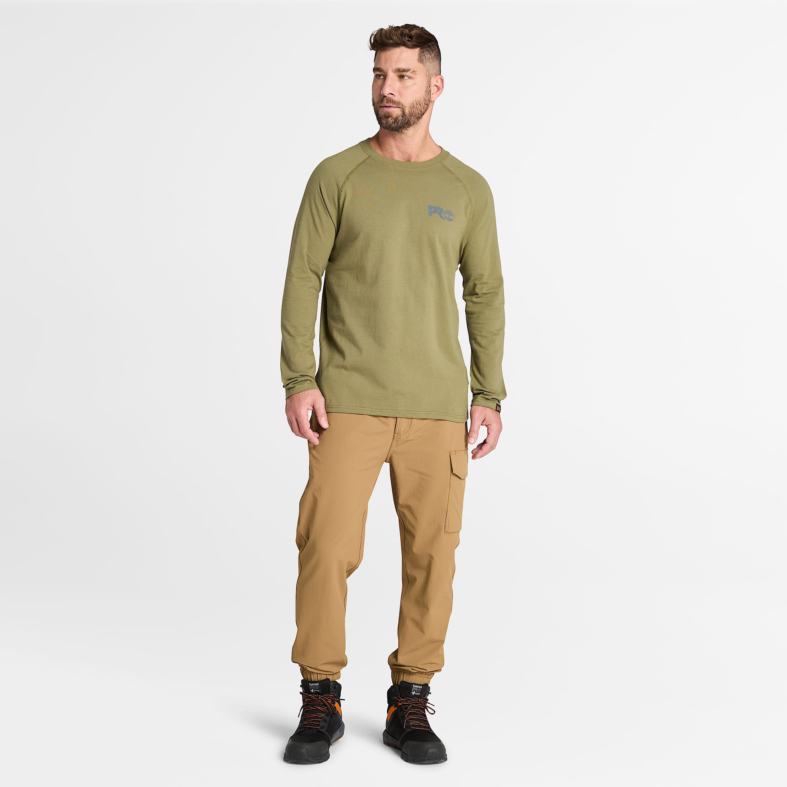 Mens Timberland PRO Core Reflective Logo LongSleeve TShirt TBL Burnt Olive ALT1