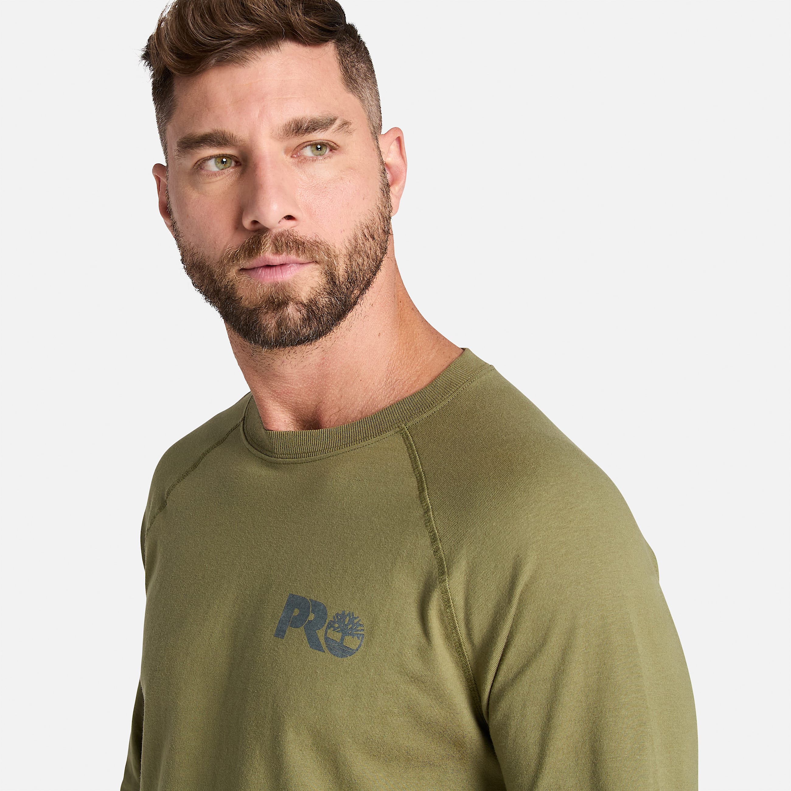 Mens Timberland PRO Core Reflective Logo LongSleeve TShirt TBL Burnt Olive ALT2