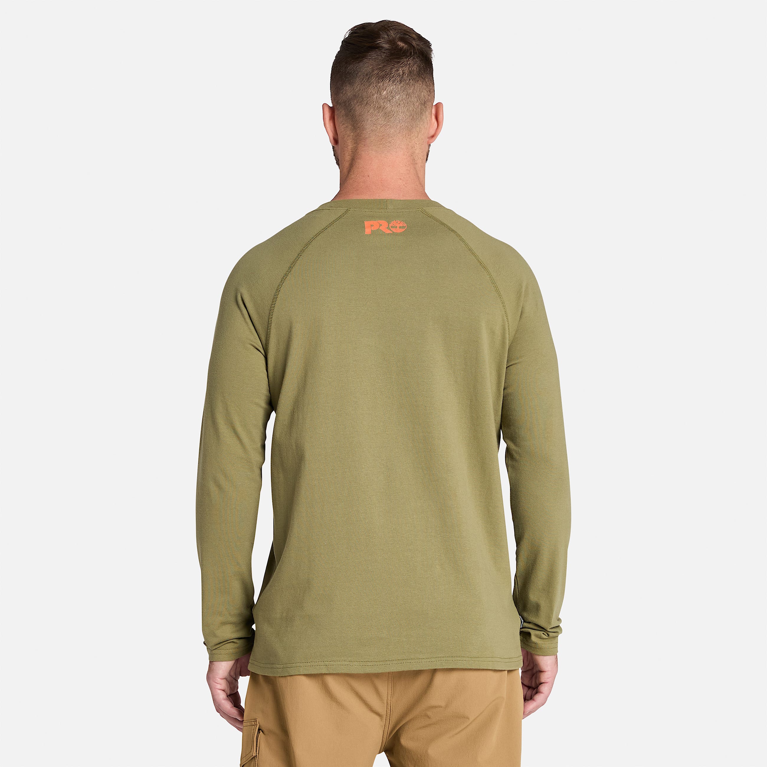 Mens Timberland PRO Core Reflective Logo LongSleeve TShirt TBL Burnt Olive ALT9