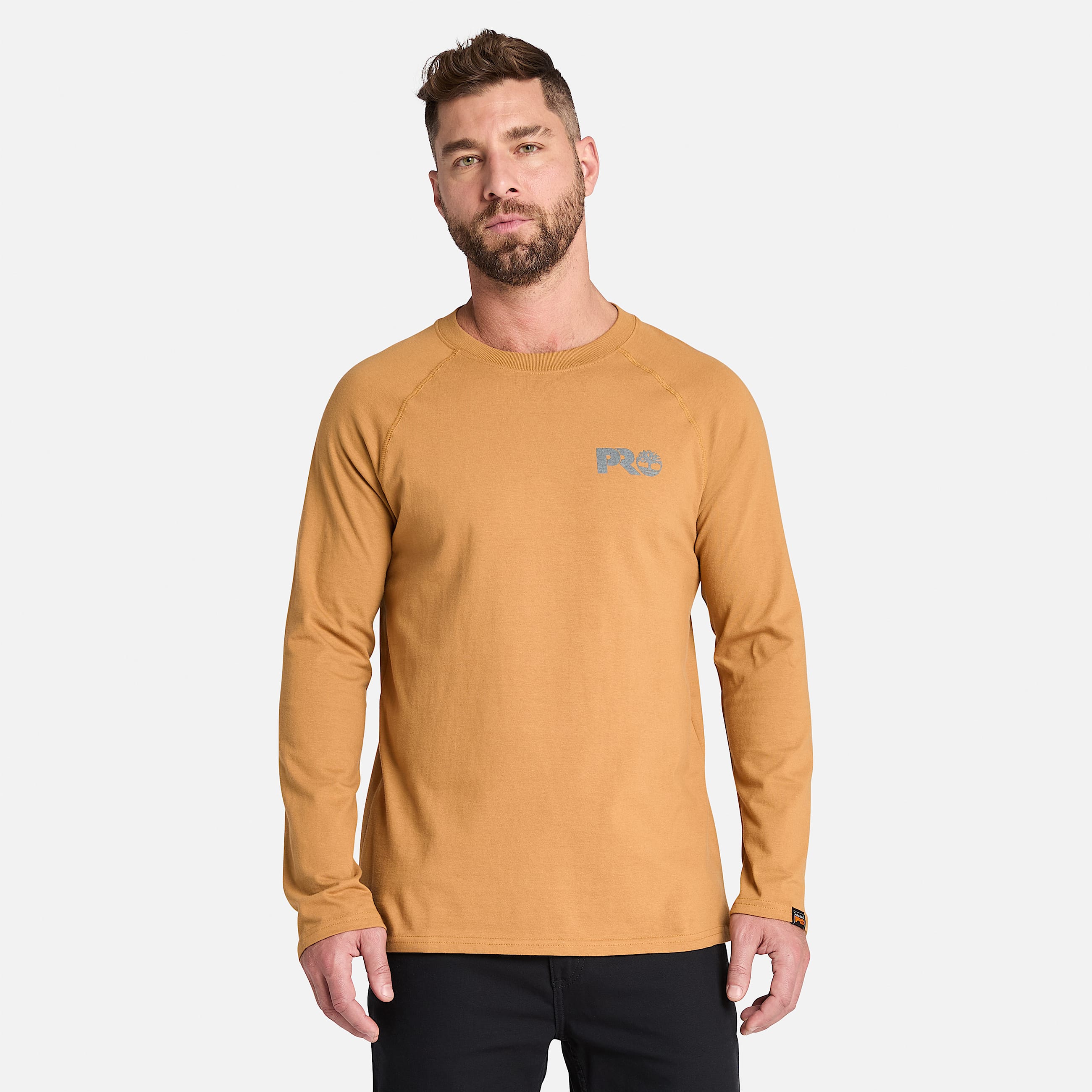 Mens Timberland PRO Core Reflective Logo LongSleeve TShirt TBL Wheat Boot HERO