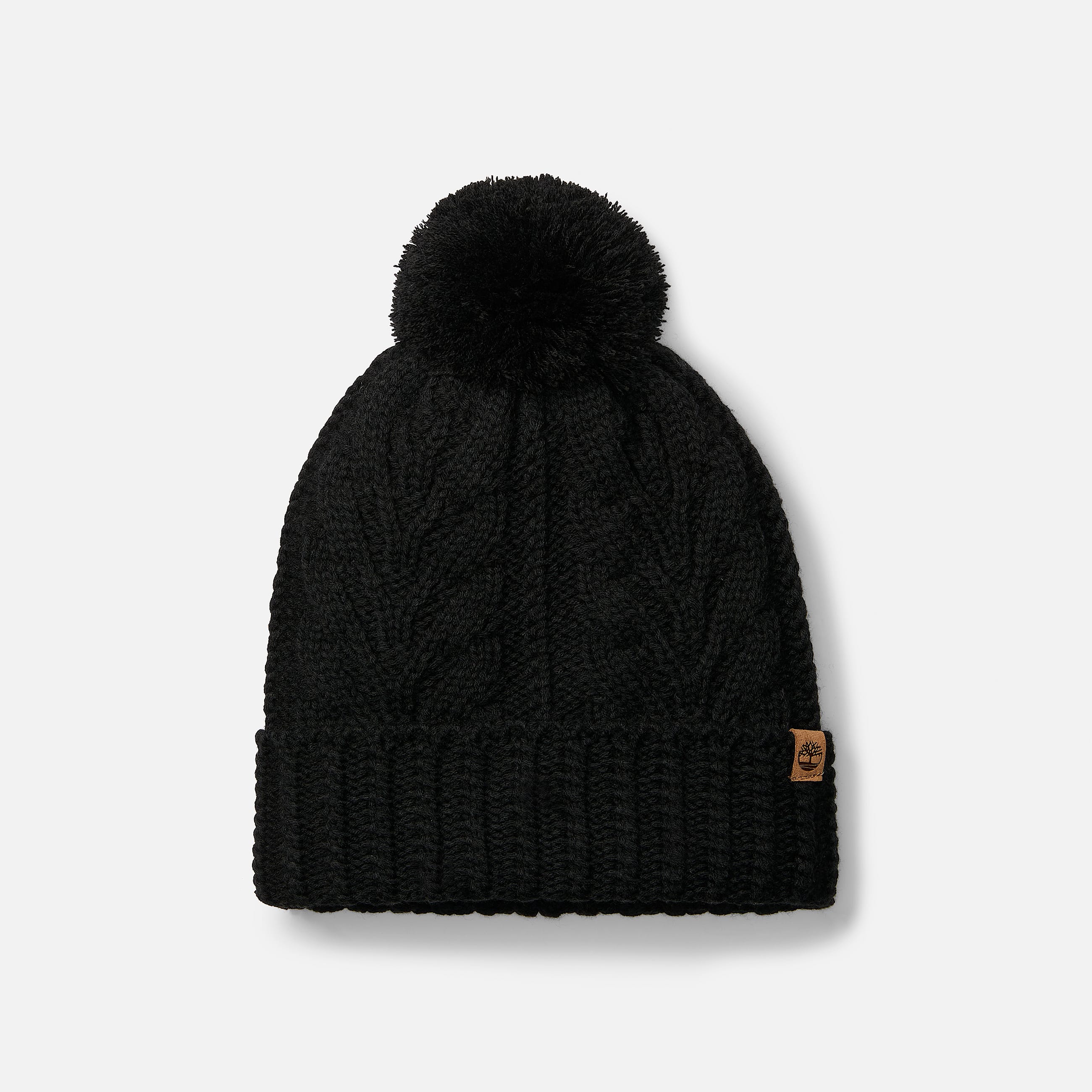 Womens Cable Beanie with Pom TBL Black HERO