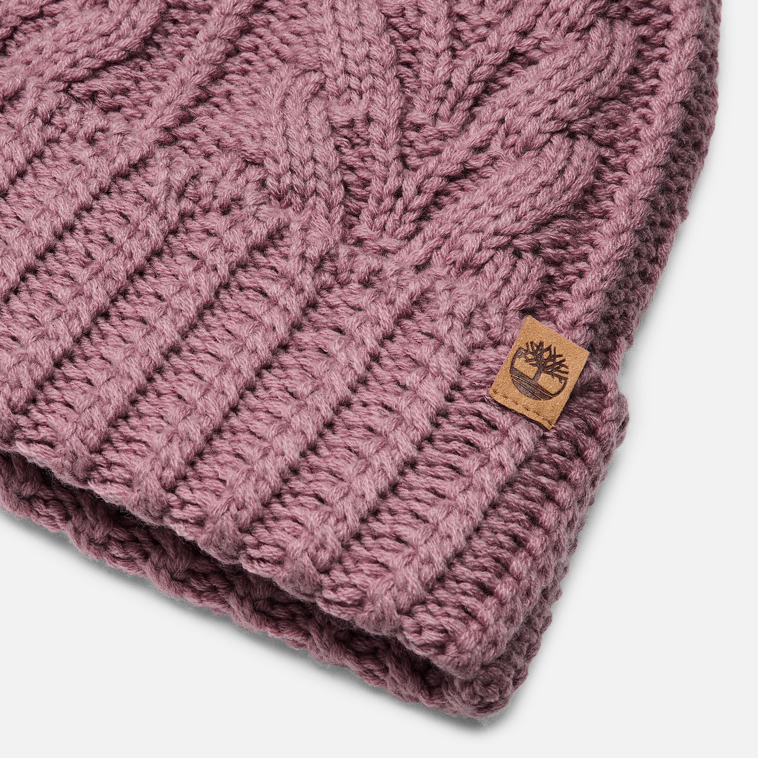 Tuque en tricot torsad avec pompon TBL Mauve nostalgie ALT1