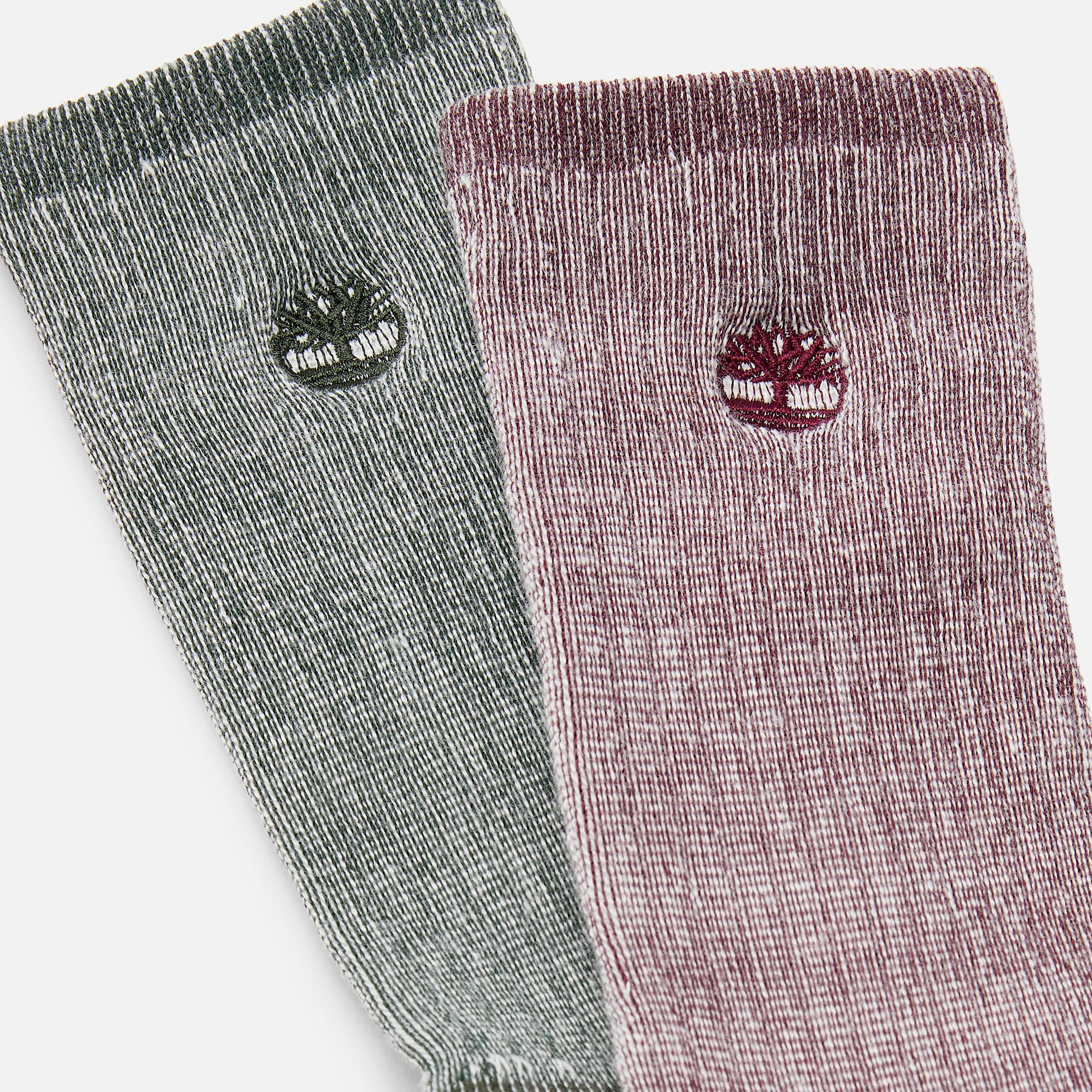 Mens Timberland 2Pack Kittery Full Cushion Boot Crew Sock TBL Burgundy ALT1