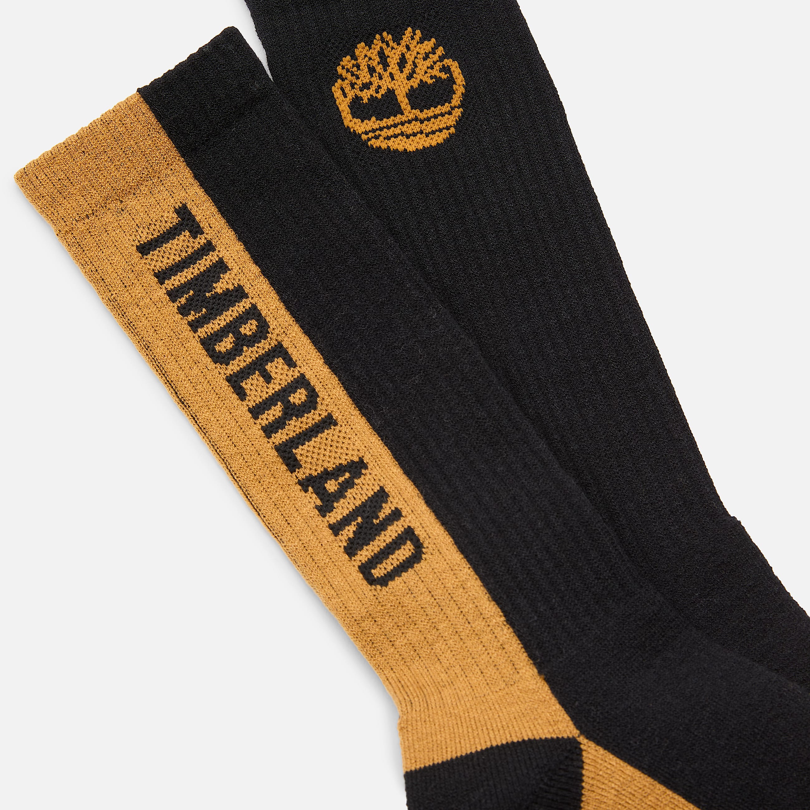 Mens Timberland 2Pack ColorBlock Logo Crew Sock TBL Wheat Boot ALT1