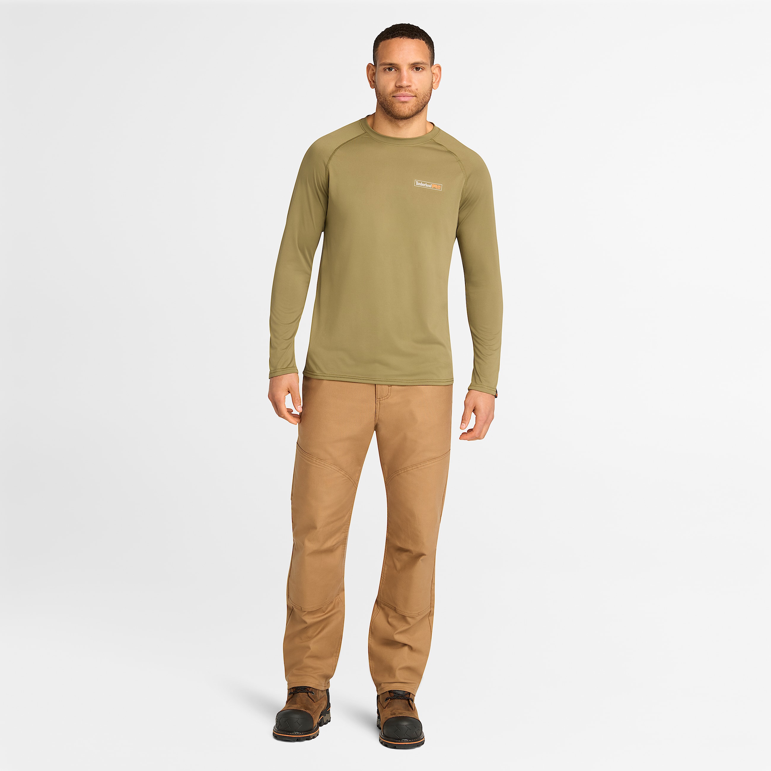 Mens Timberland PRO Wicking Good Sport LongSleeve TShirt TBL Burnt Olive ALT1