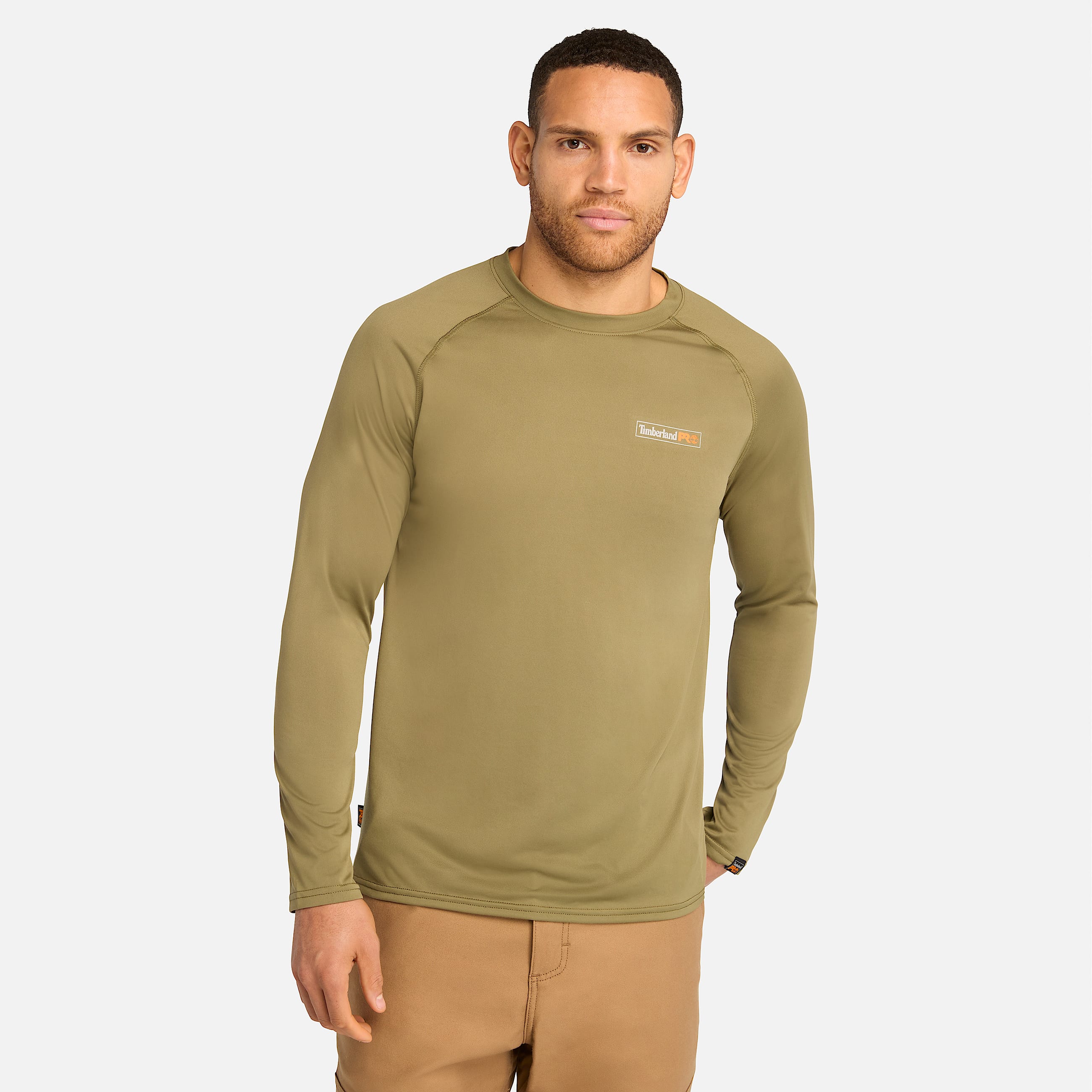 Mens Timberland PRO Wicking Good Sport LongSleeve TShirt TBL Burnt Olive HERO