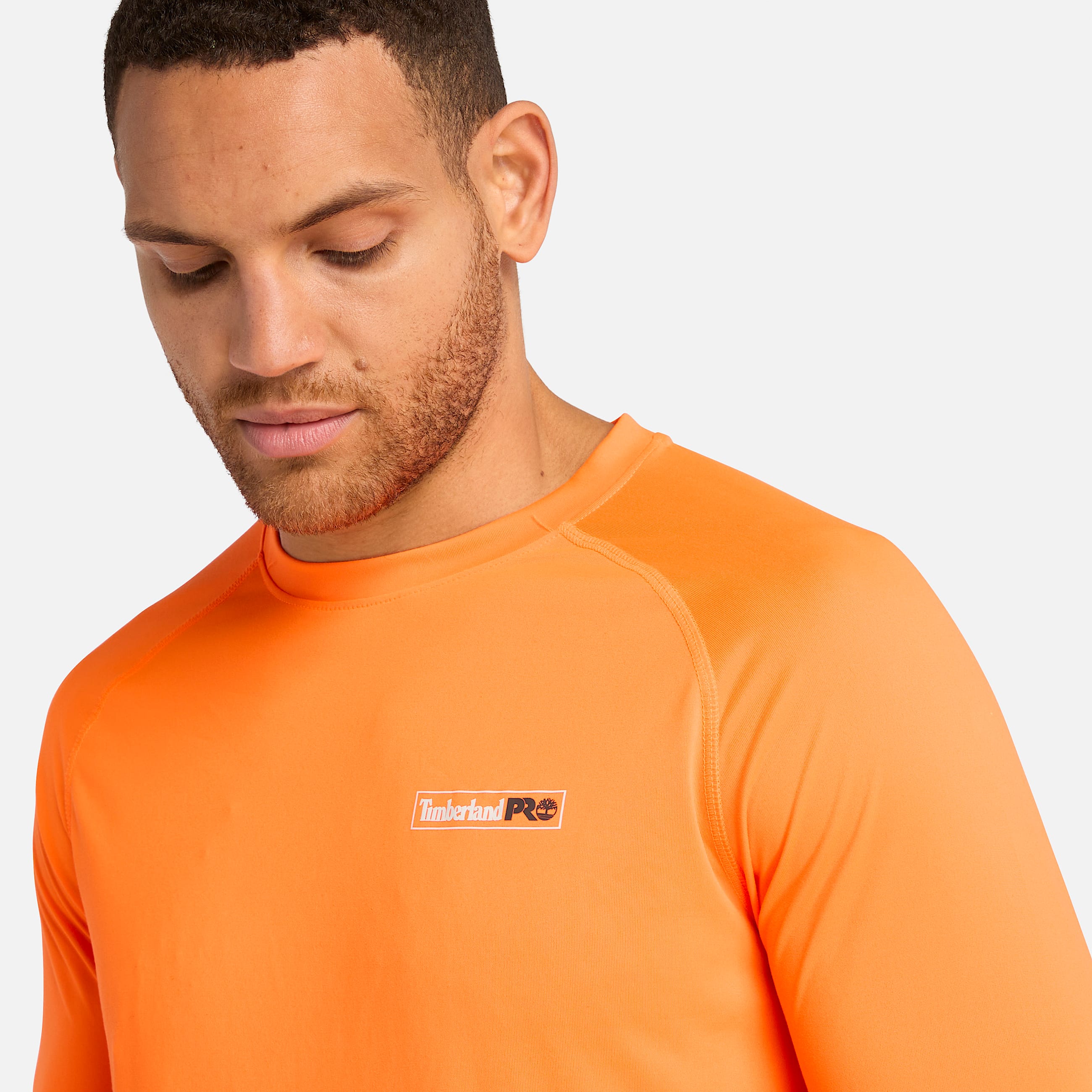 Mens Timberland PRO Wicking Good Sport LongSleeve TShirt TBL Bright Orange ALT2