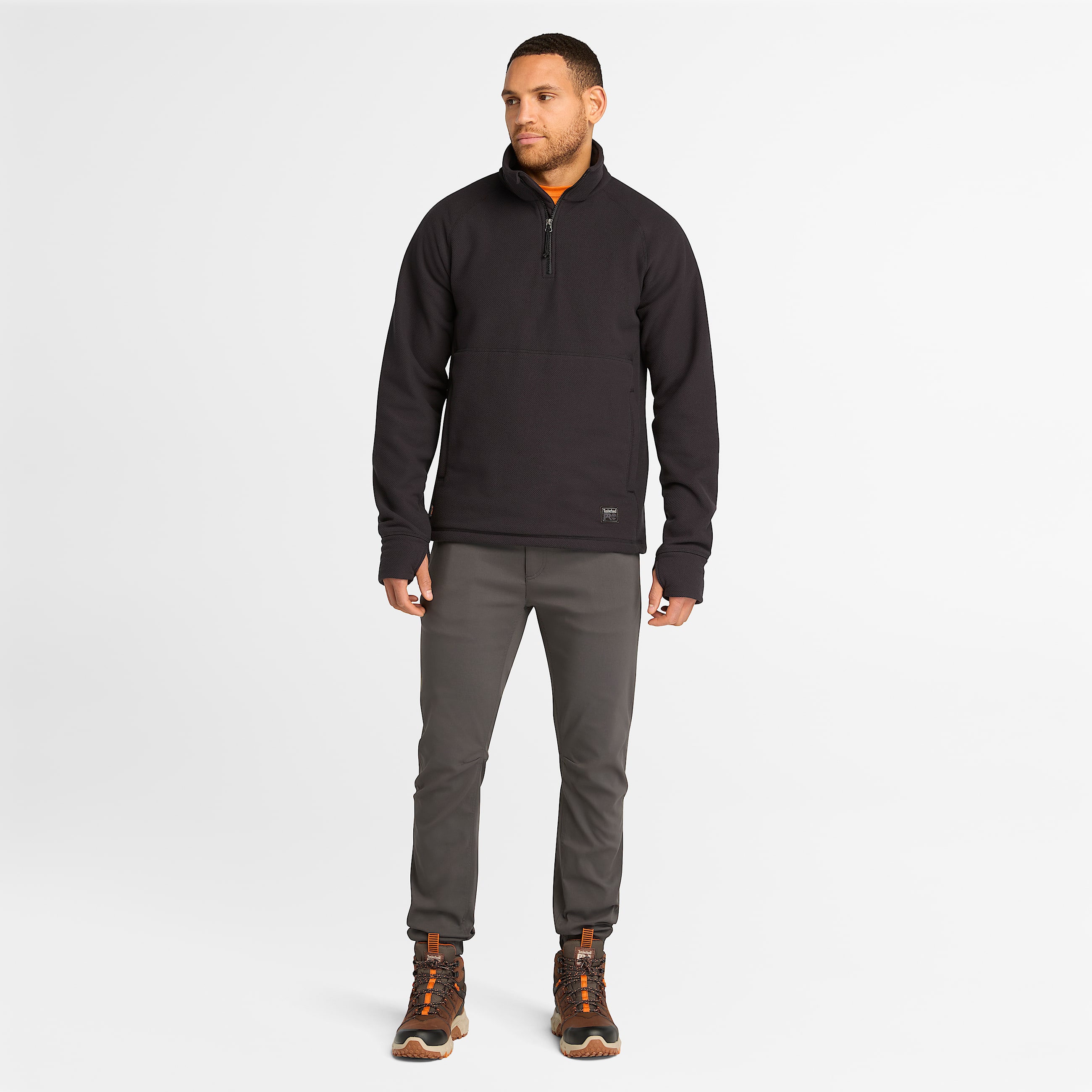 Mens Timberland PRO Irvine 14Zip Waffle Fleece Jacket TBL Black ALT1