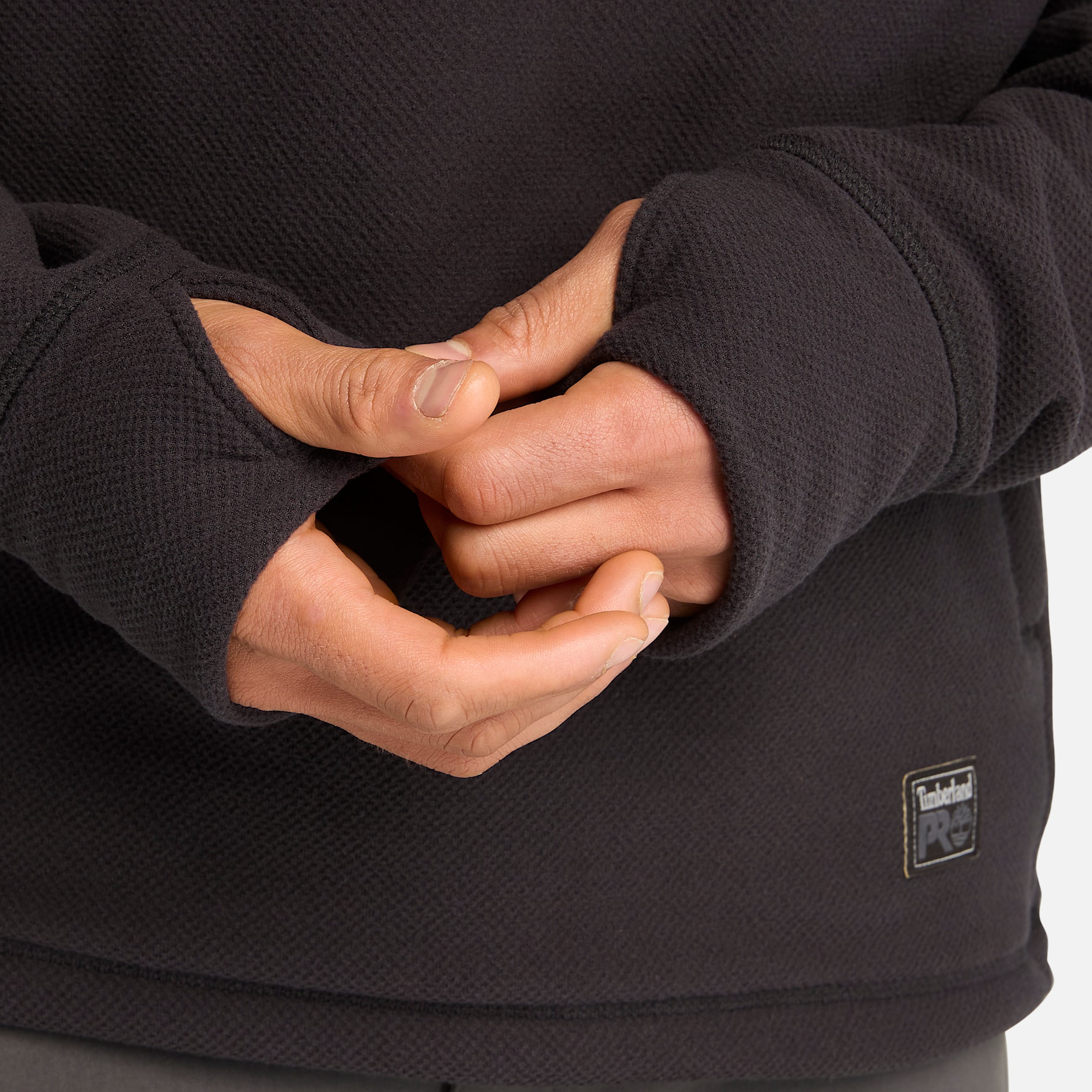 Mens Timberland PRO Irvine 14Zip Waffle Fleece Jacket TBL Black ALT2