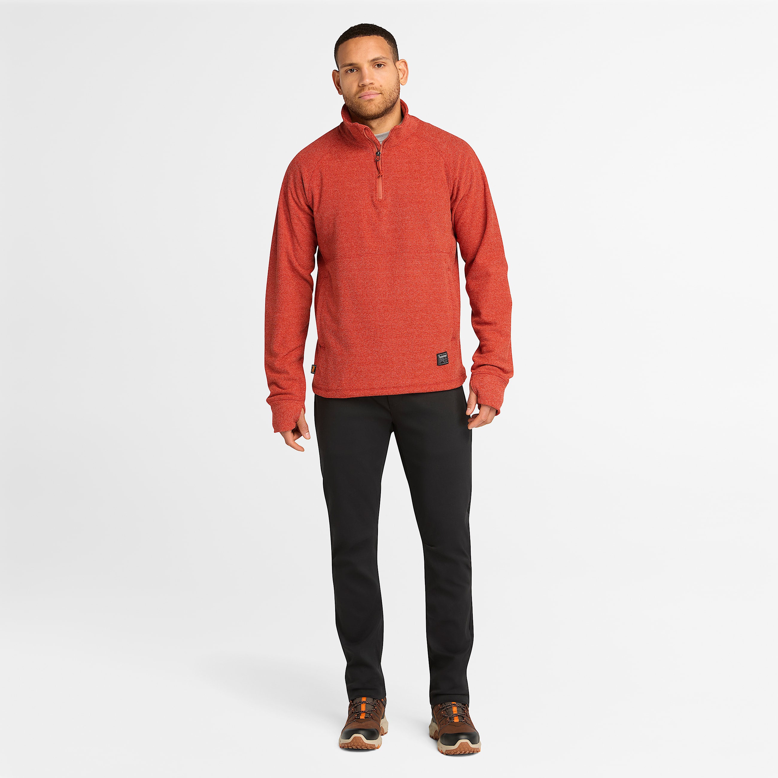 Mens Timberland PRO Irvine 14Zip Waffle Fleece Jacket TBL Cinnabar Heather ALT1