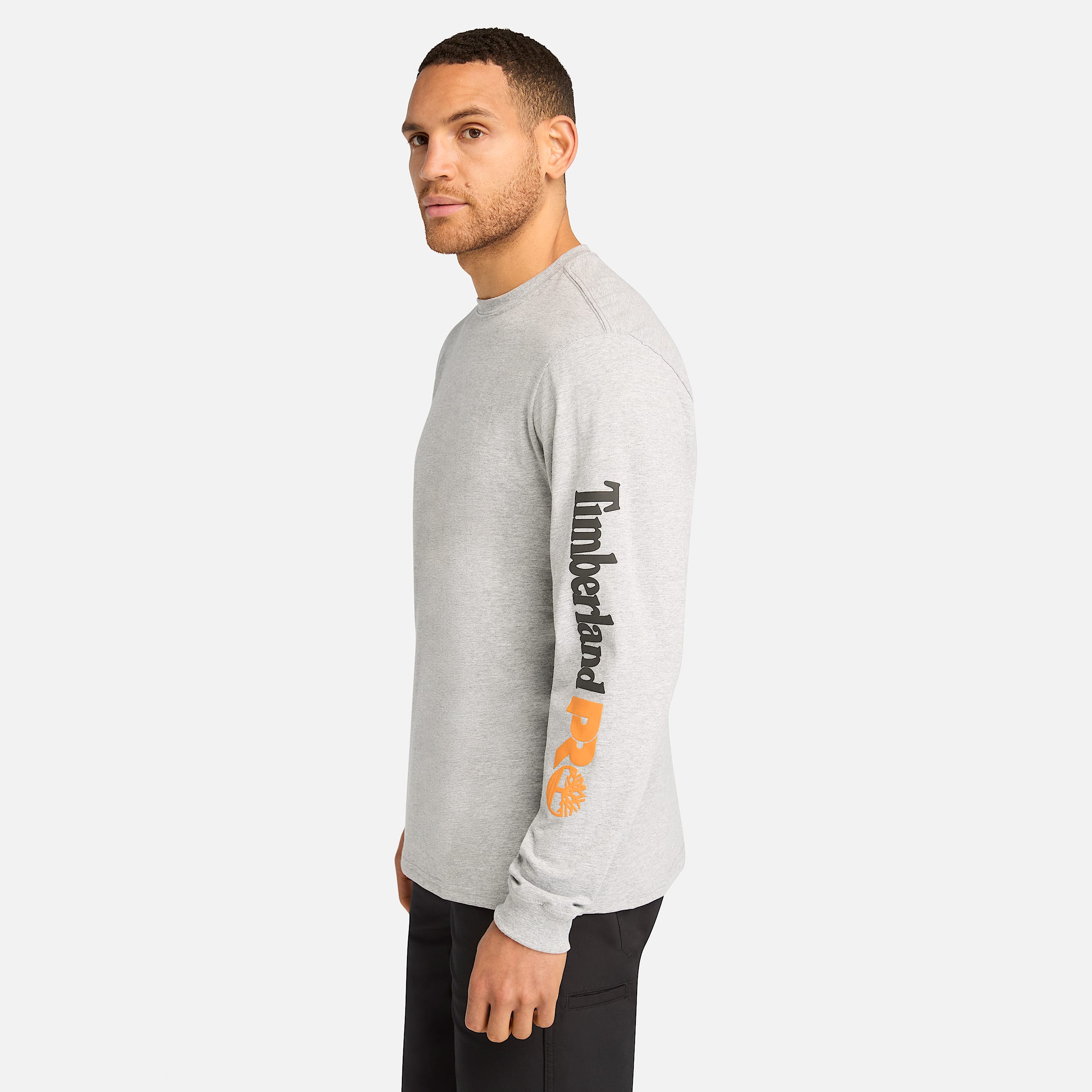 Mens Timberland PRO Core Logo LongSleeve TShirt TBL Grey Heather ALT8