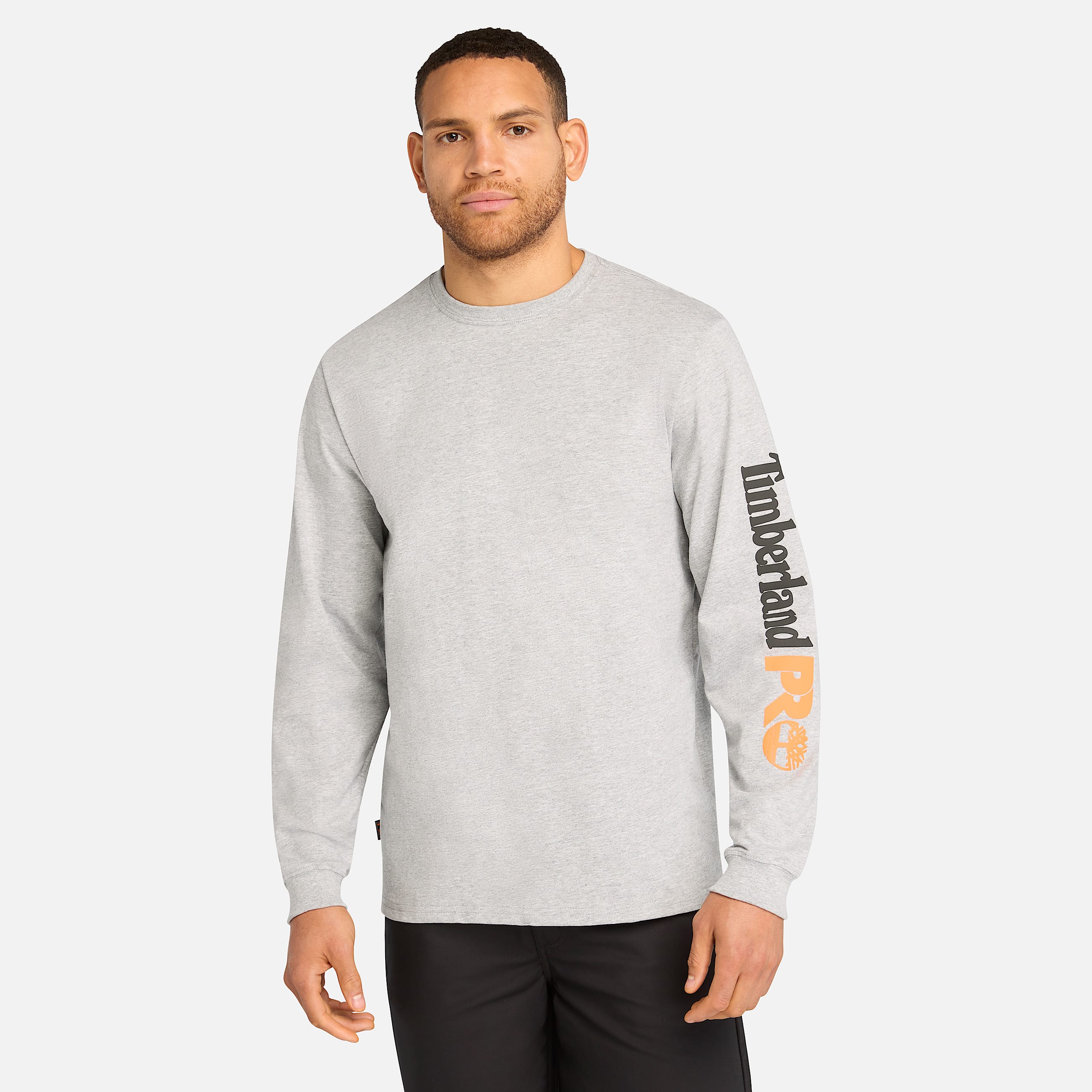 Mens Timberland PRO Core Logo LongSleeve TShirt TBL Grey Heather HERO
