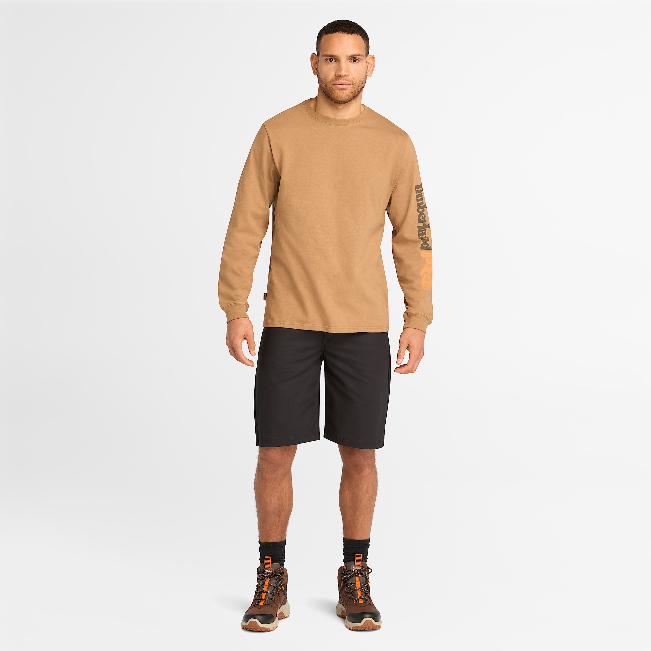 Mens Timberland PRO Core Logo LongSleeve TShirt TBL Dark Wheat ALT1