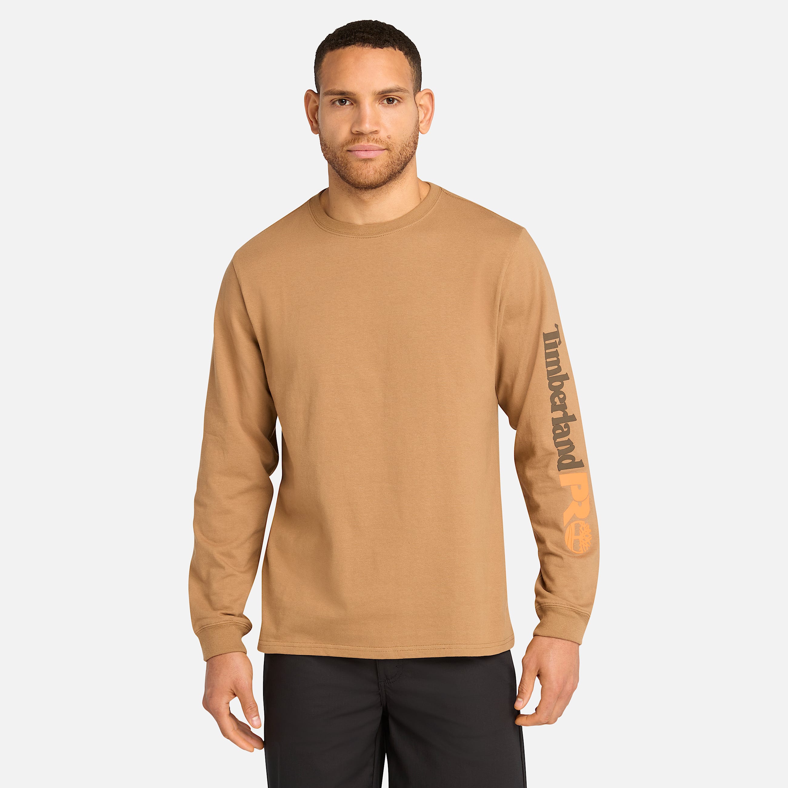 Mens Timberland PRO Core Logo LongSleeve TShirt TBL Dark Wheat HERO