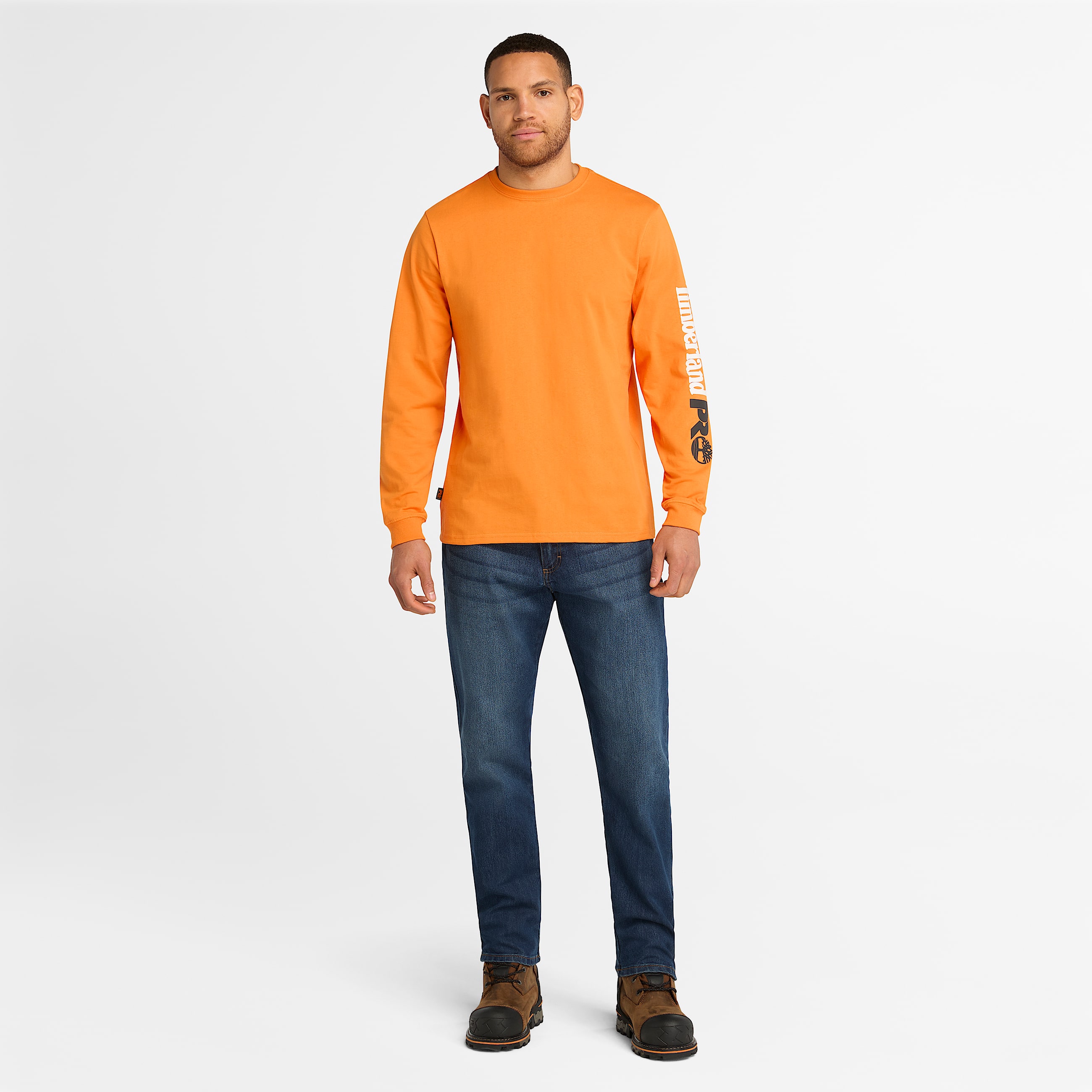 Mens Timberland PRO Core Logo LongSleeve TShirt TBL PRO Orange ALT1