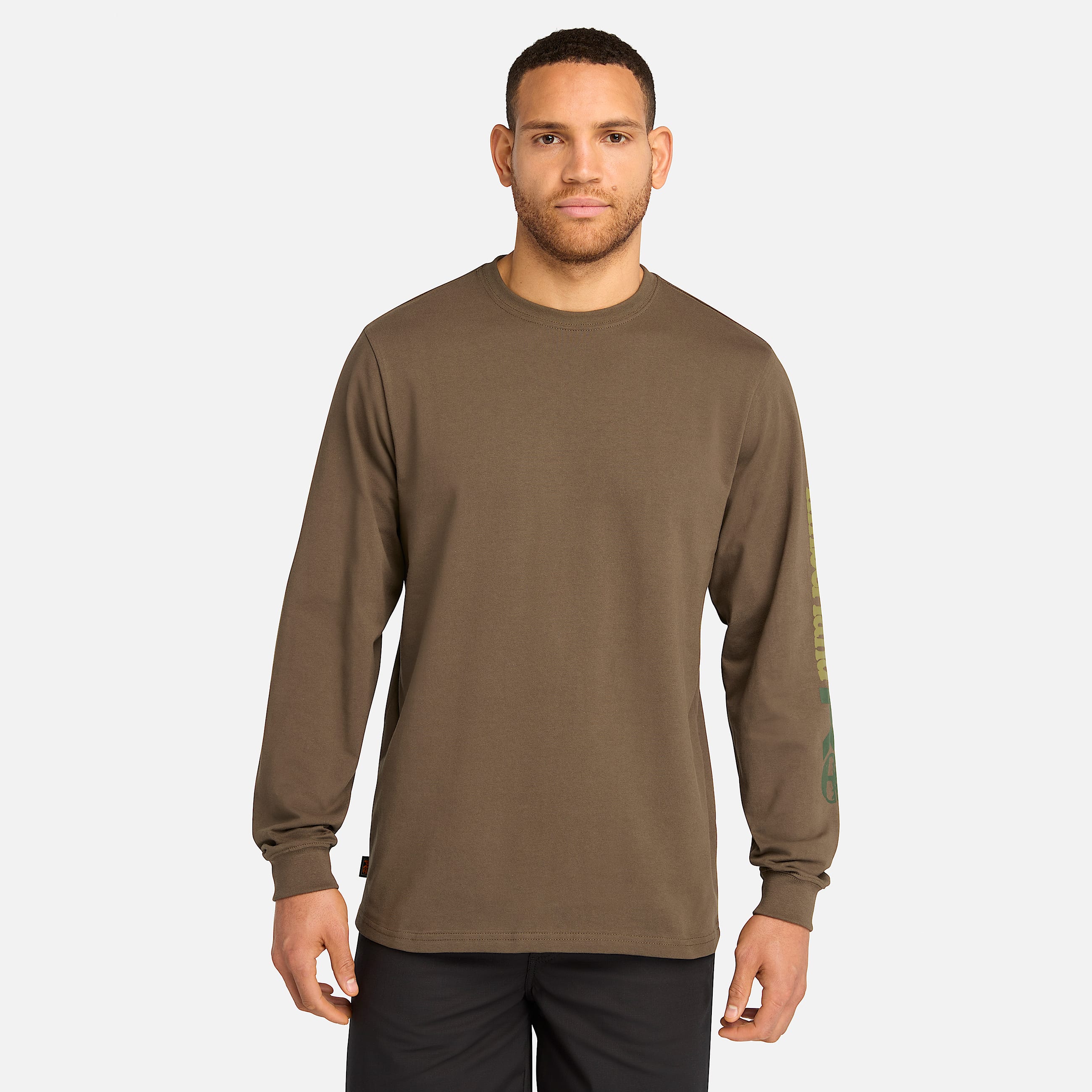 Mens Timberland PRO Core Logo LongSleeve TShirt TBL Olive Night HERO