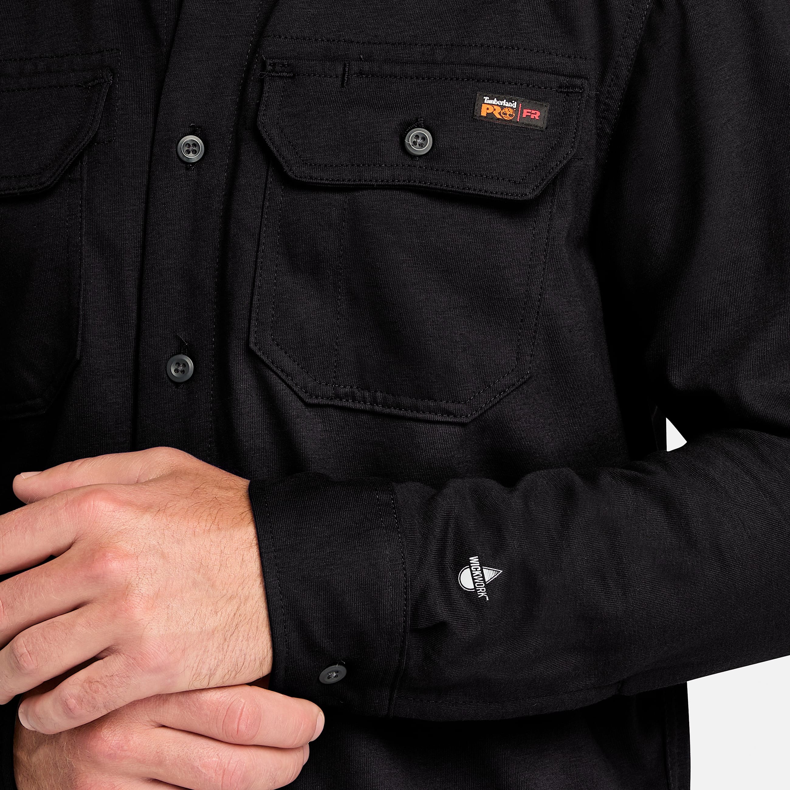 Camisa ignfuga de algodn Timberland PRO para hombre TBL Negro ALT2