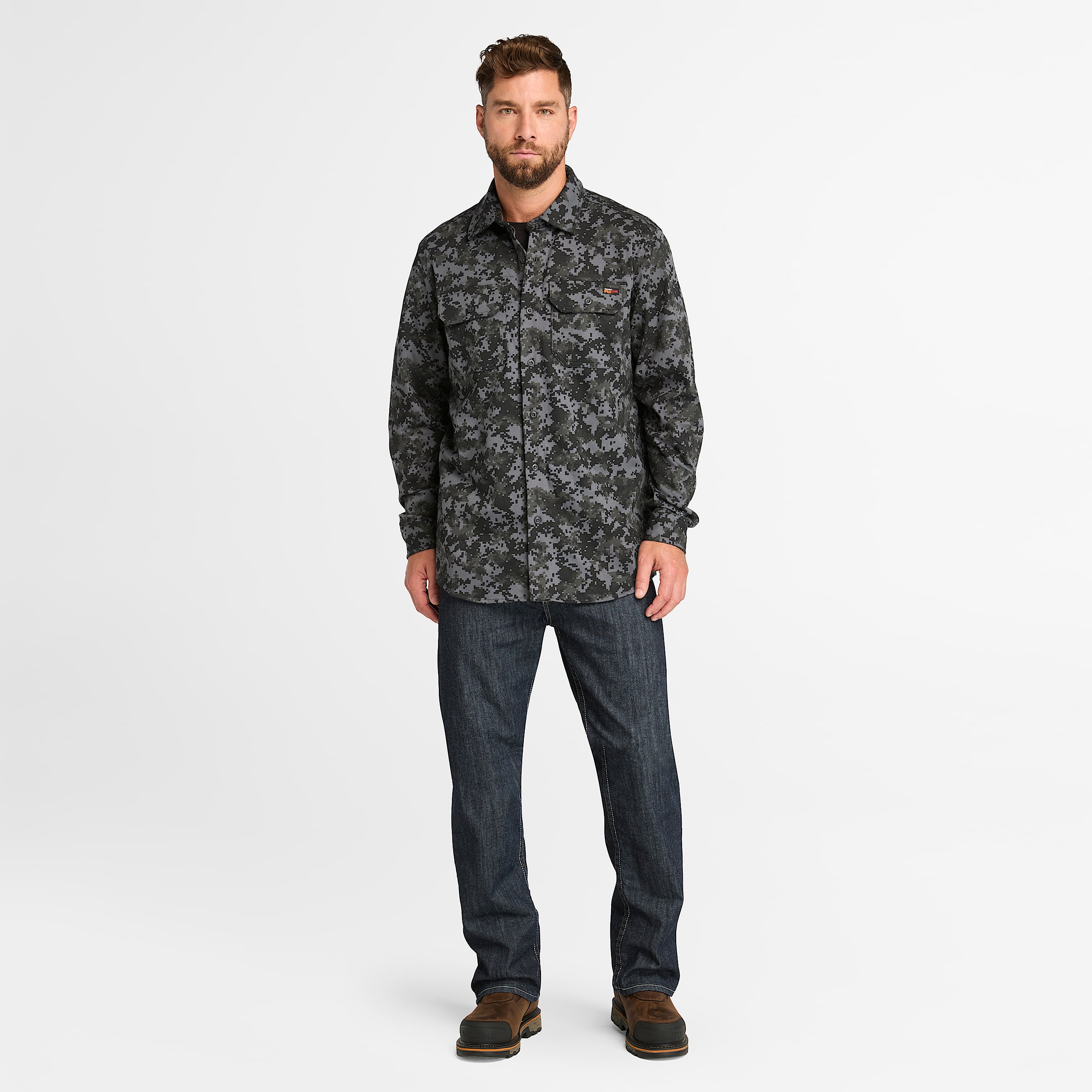 Mens Timberland PRO Cotton Core FlameResistant Shirt TBL Black Digital Print ALT1