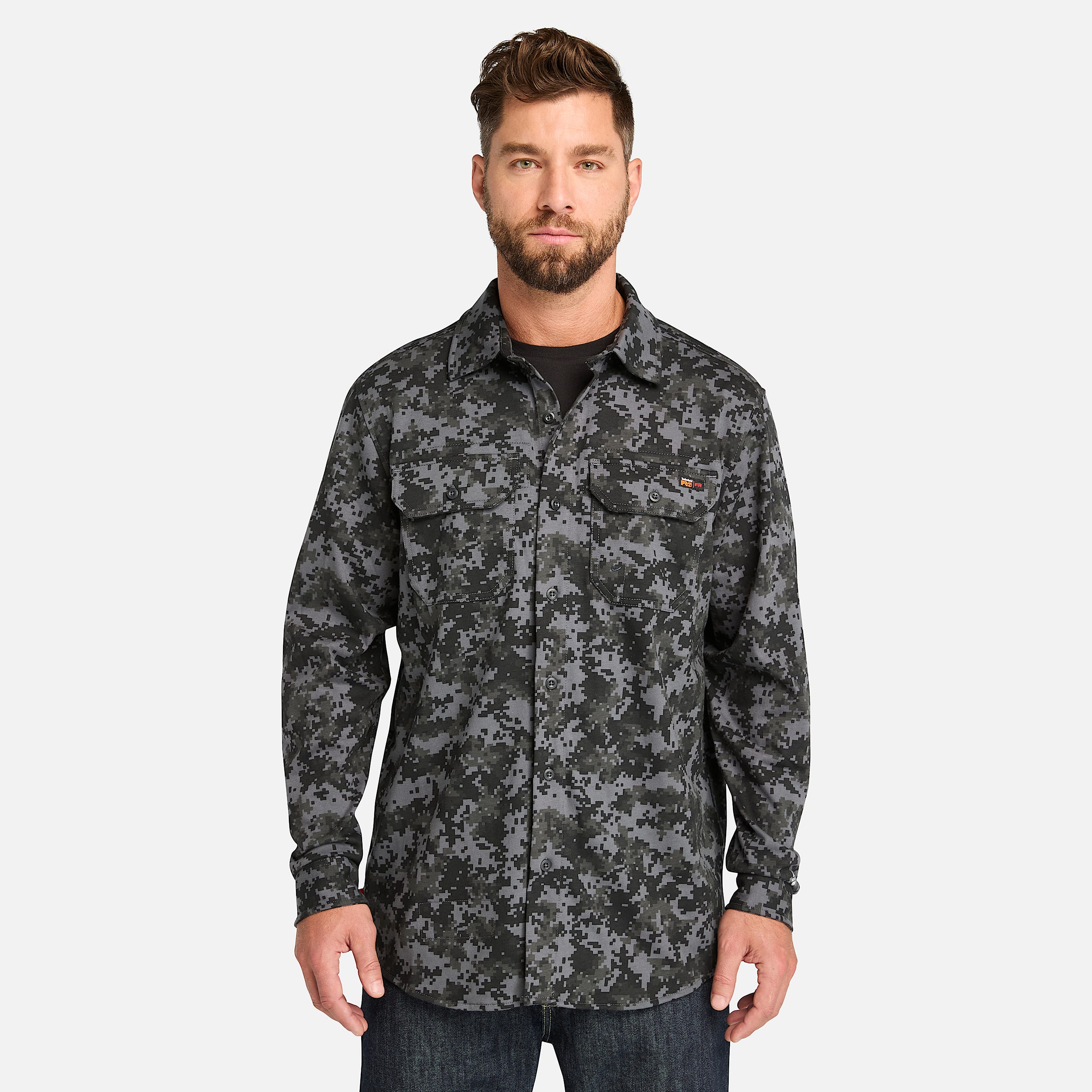 Mens Timberland PRO Cotton Core FlameResistant Shirt TBL Black Digital Print HERO