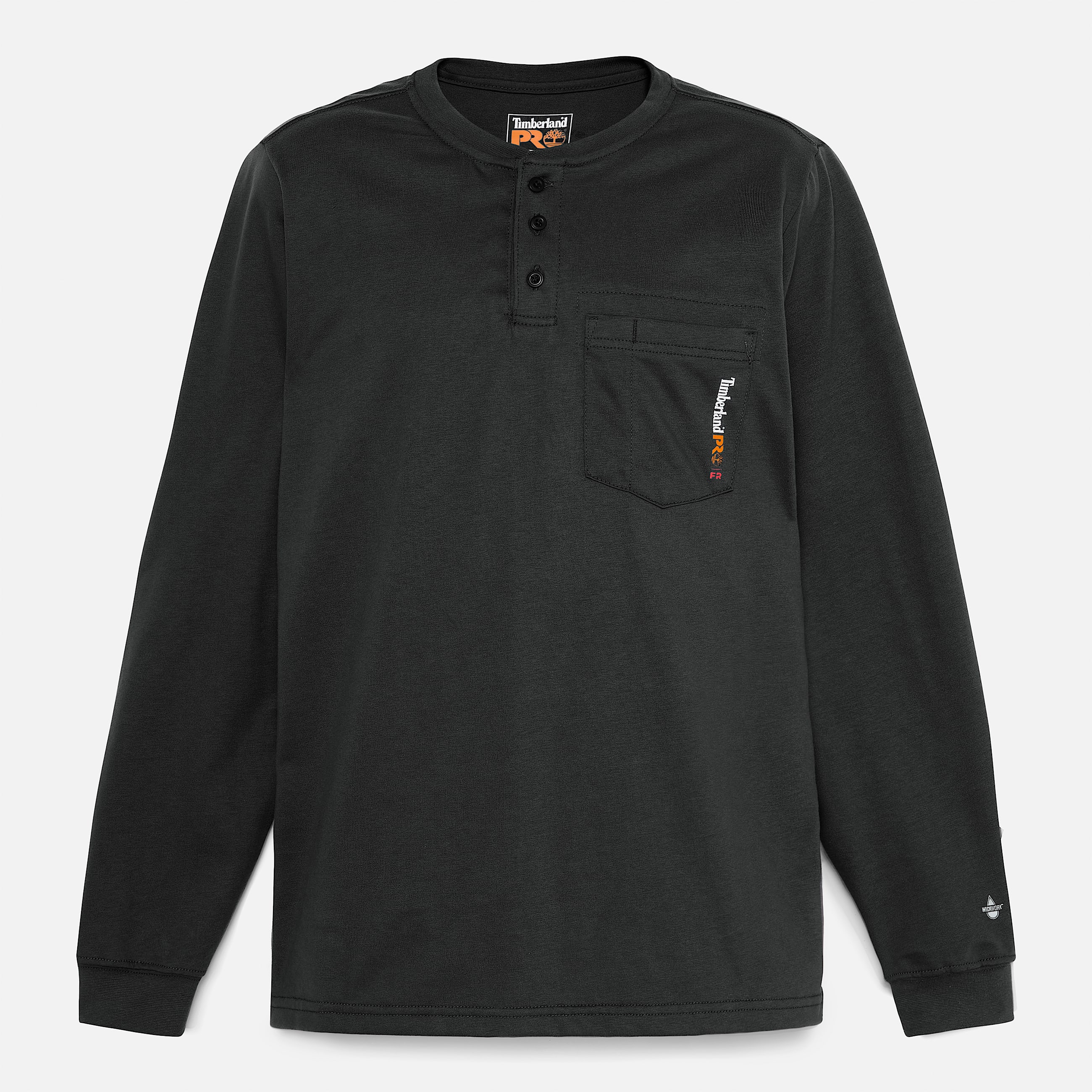 Camiseta henley manga larga para hombre resistente al fuego TBL Negro ALT10